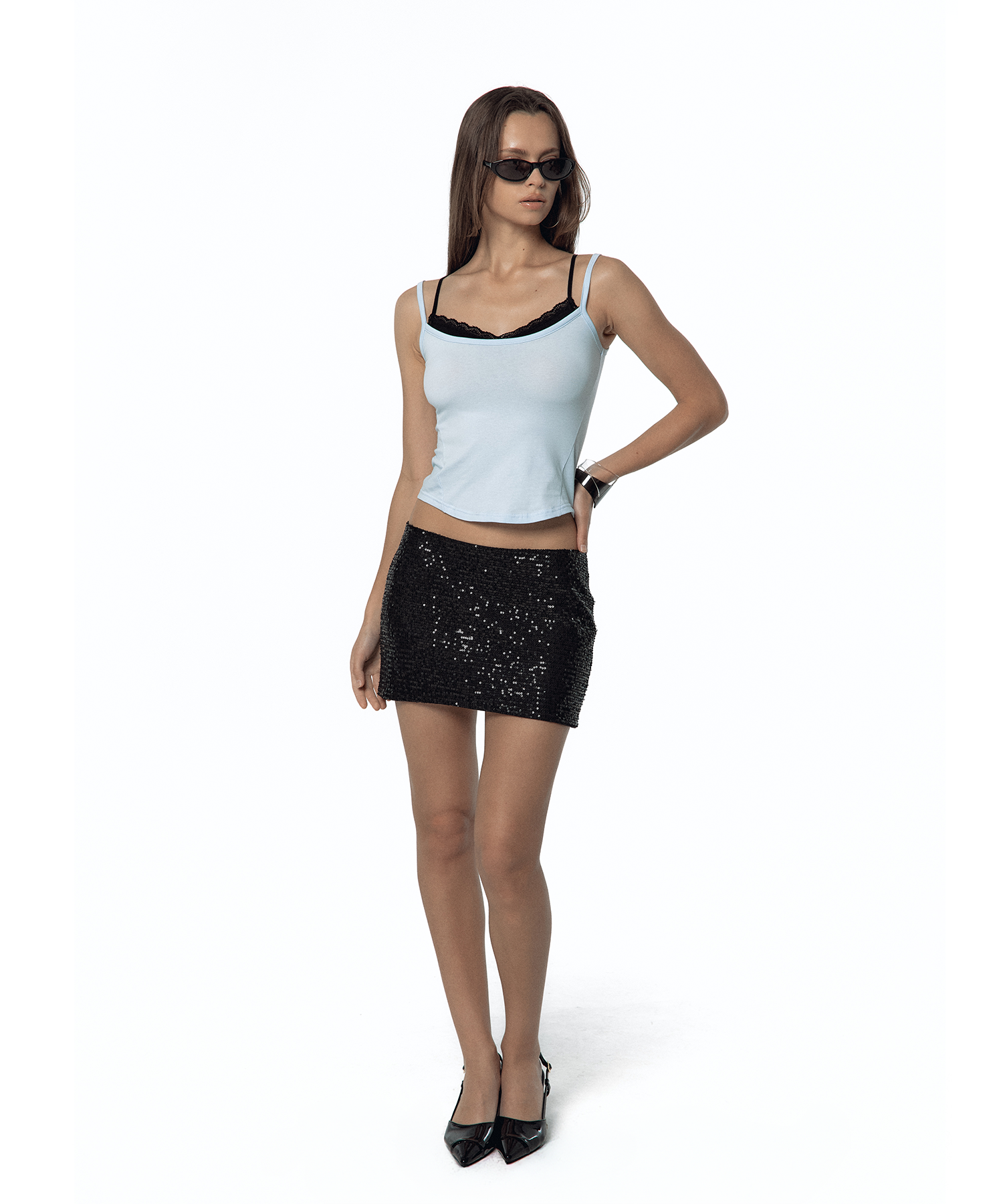 Spangle Mini Skirt Black