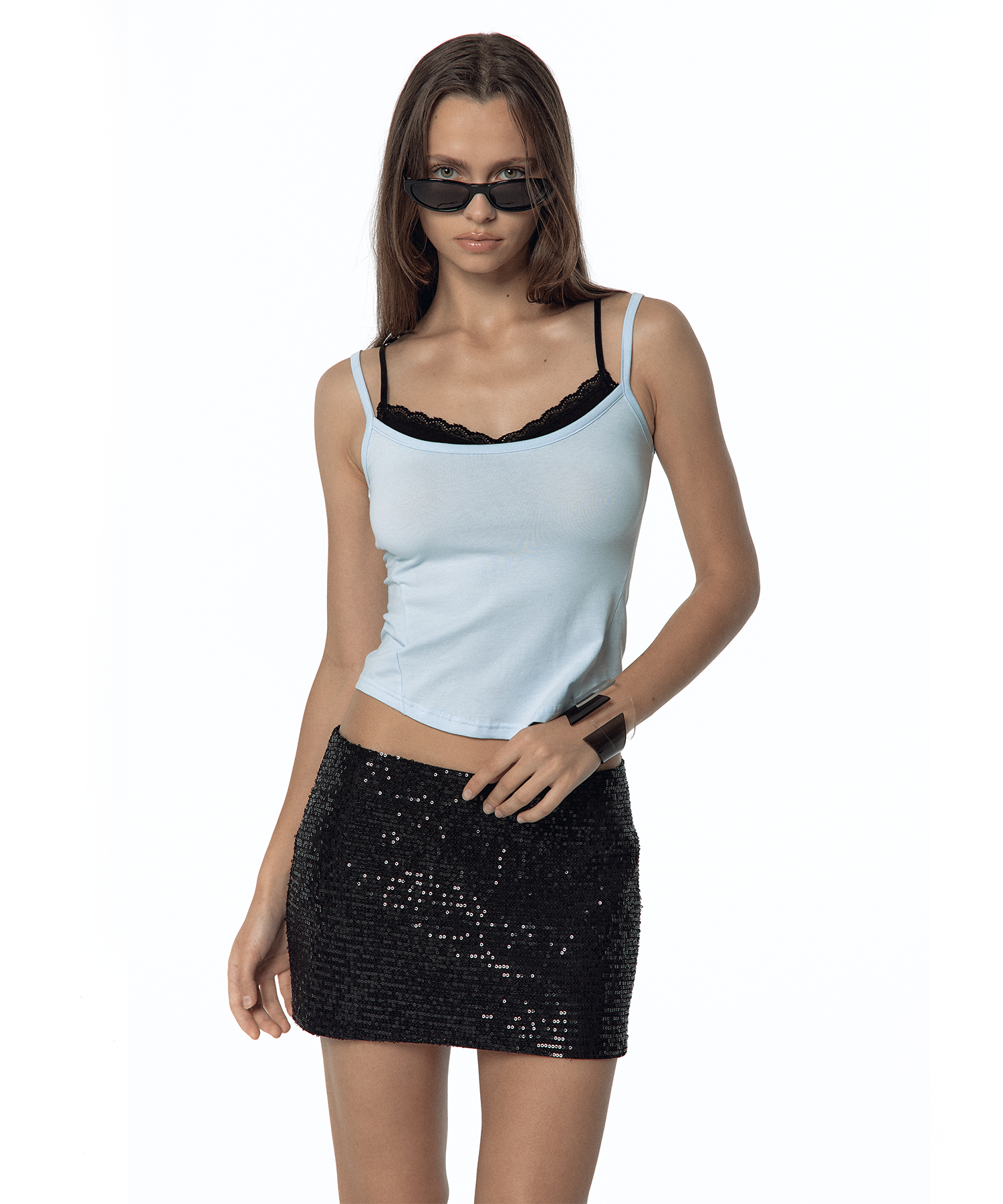Spangle Mini Skirt Black