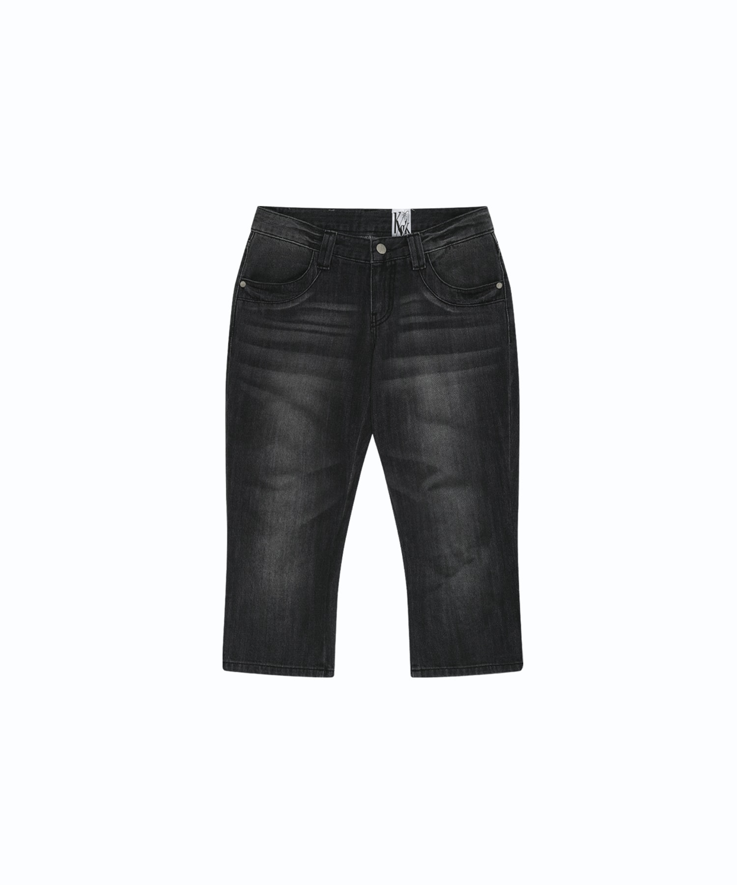 Split Pocket Capri Jeans Black