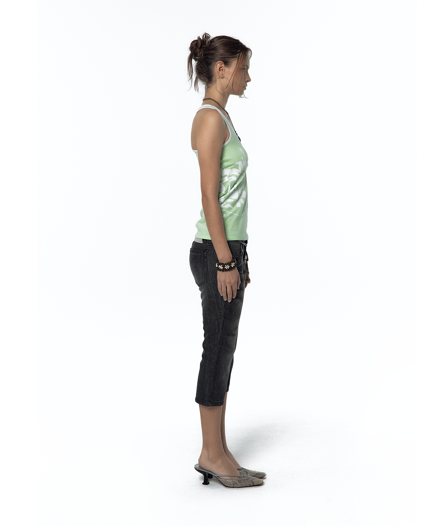 Split Pocket Capri Jeans Black