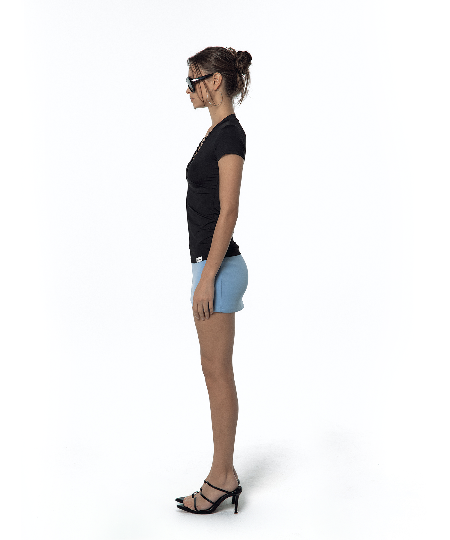 Sleek Deep V Neck T-shirt Black