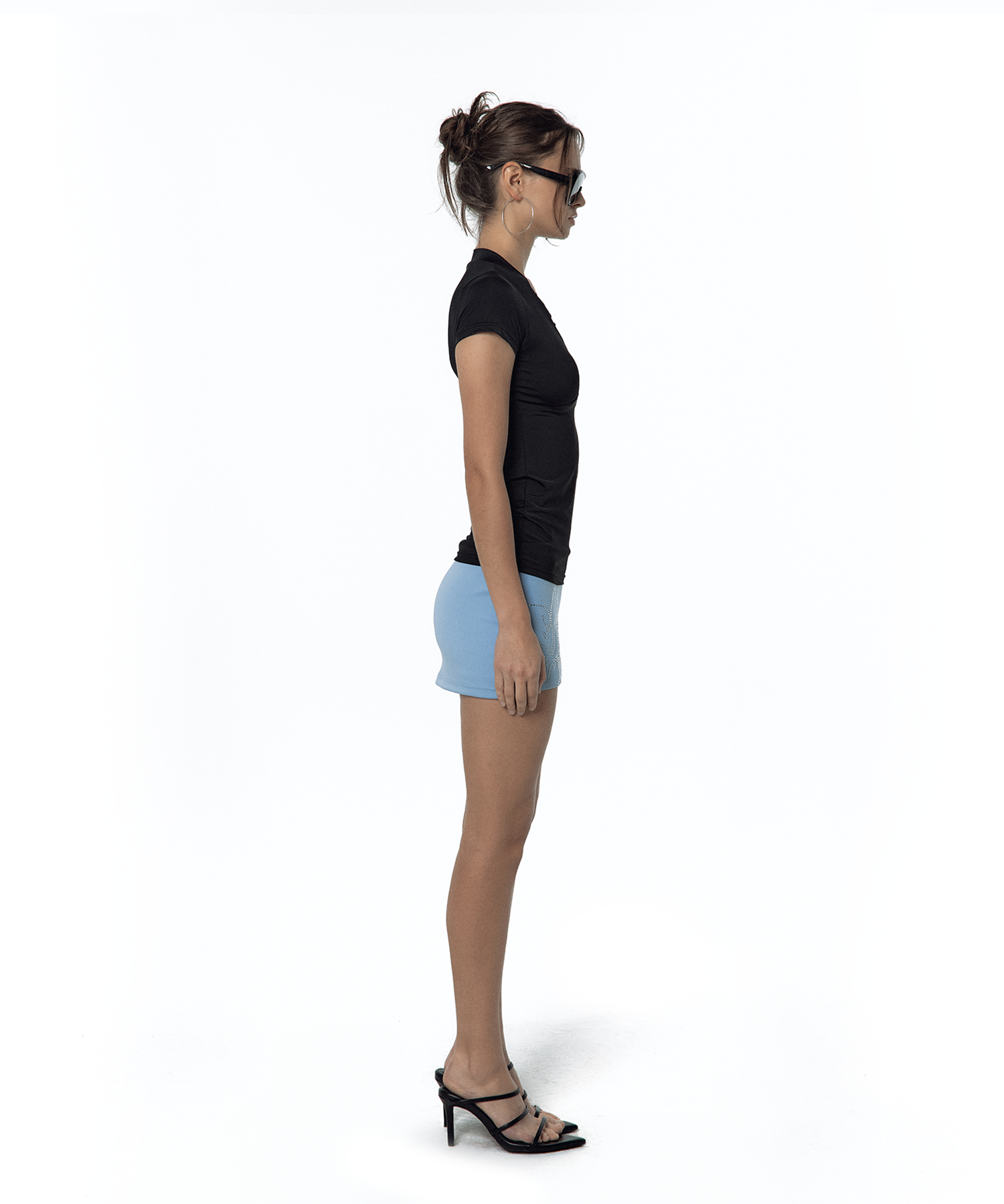 Sleek Deep V Neck T-shirt Black