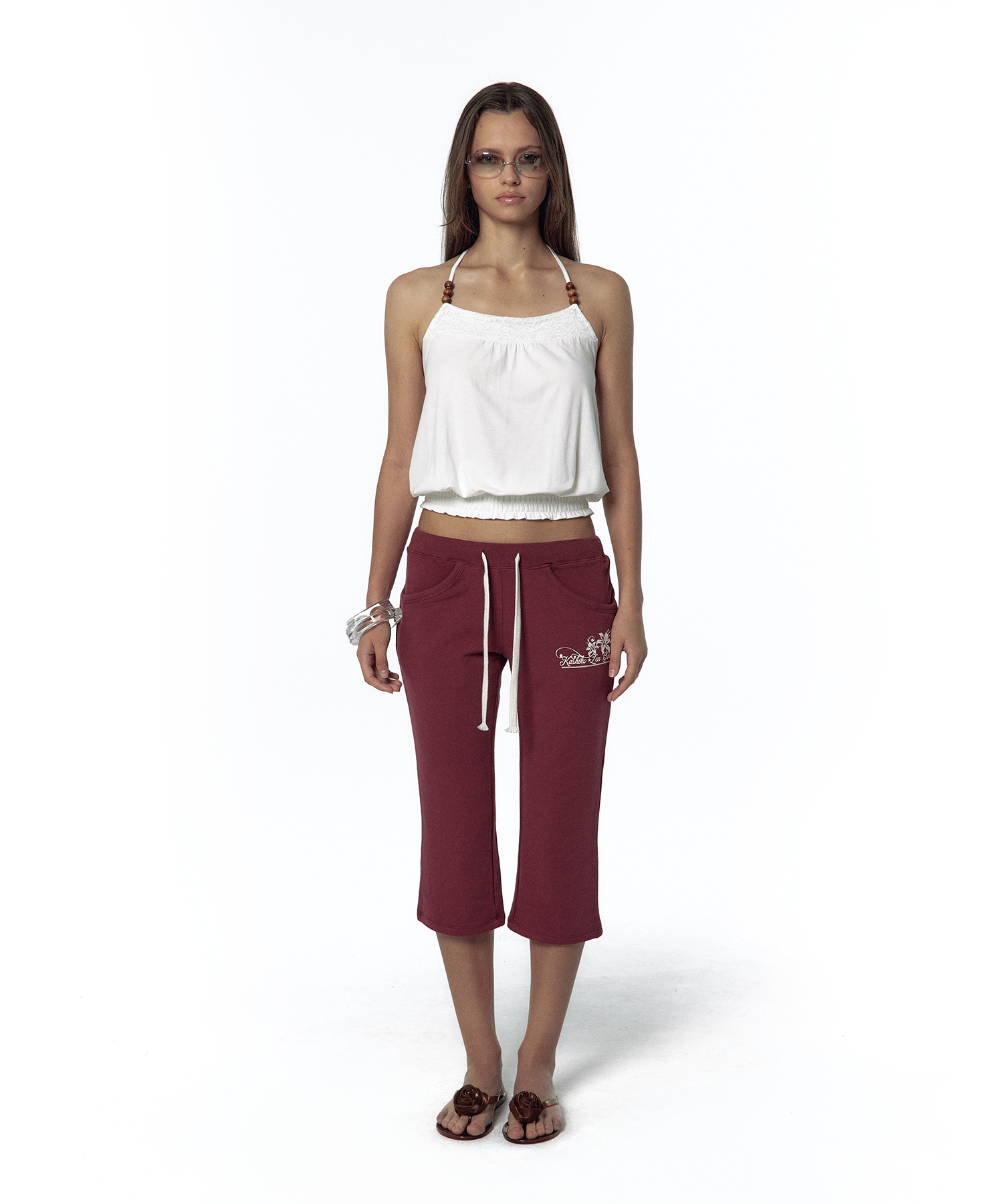 Beadwork Halter Top White