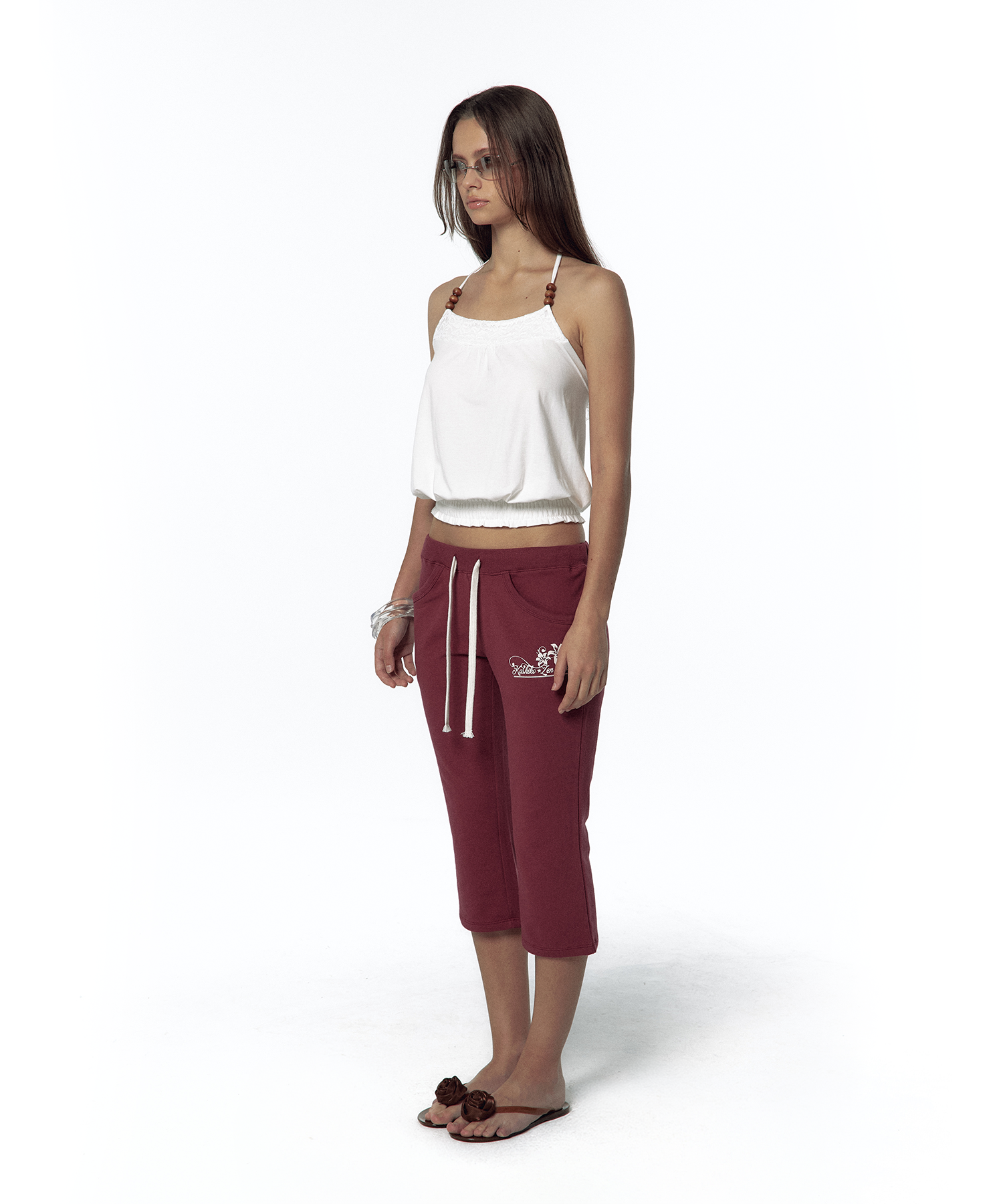 Beadwork Halter Top White
