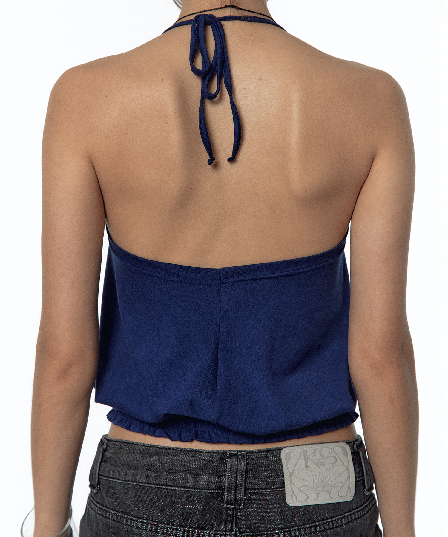 Beadwork Halter Top Deep Blue