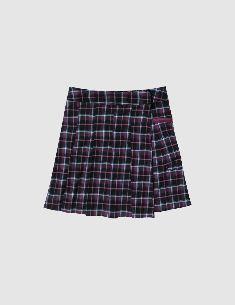 Checked Switching Pleats Jumper Skirt