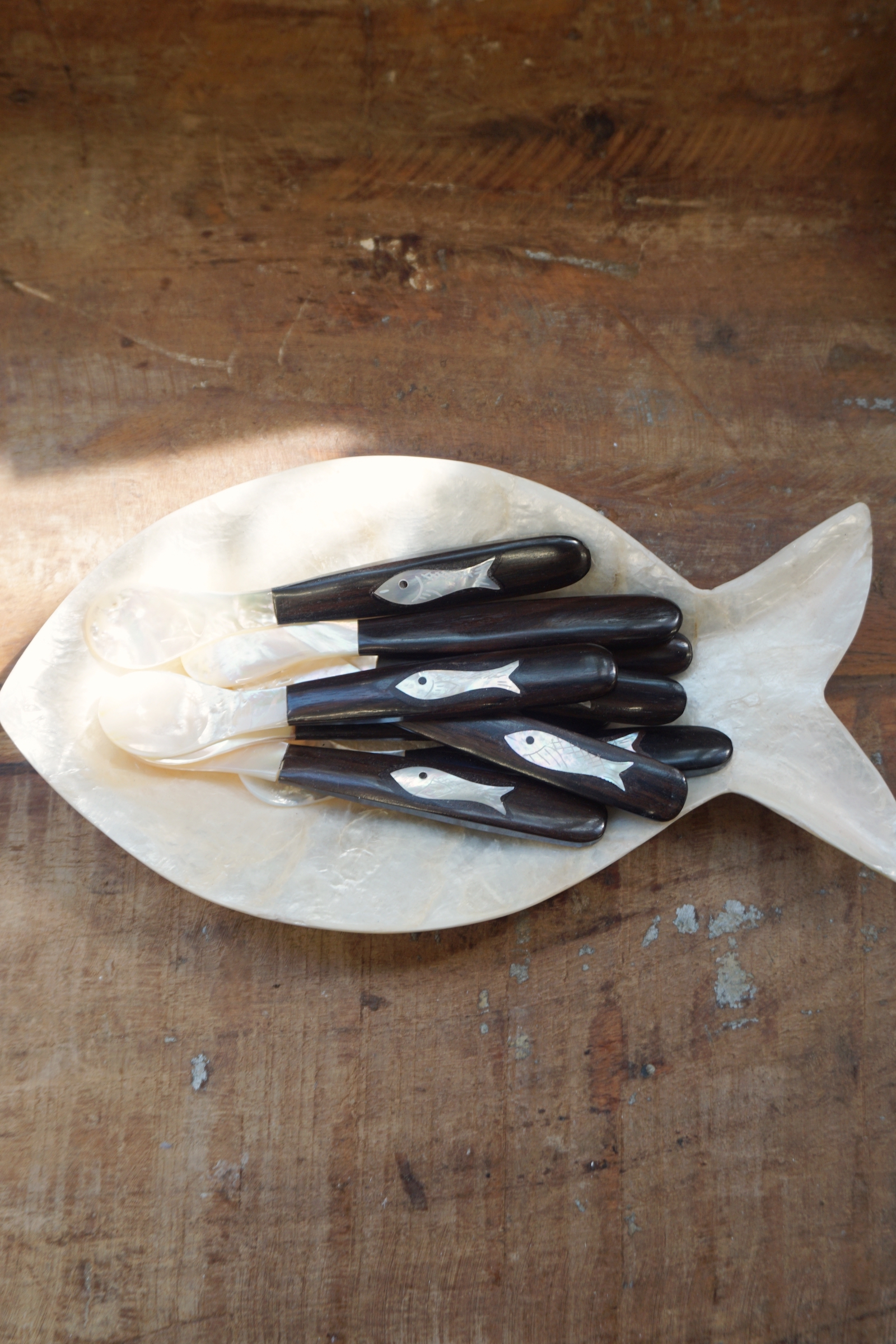 HANDMADE FISH SHELL WOOD SPOON