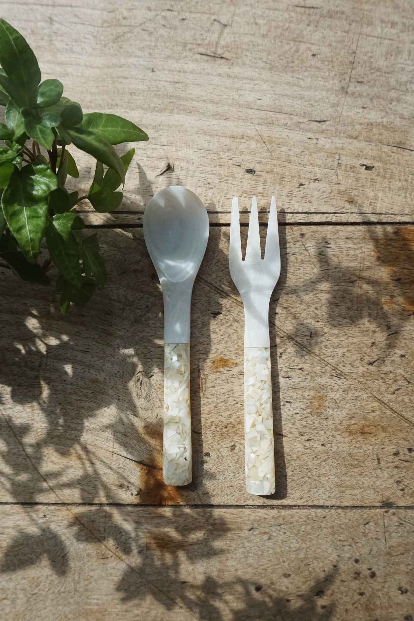 WHITE TERRAZZO SHELL SPOON / FORK