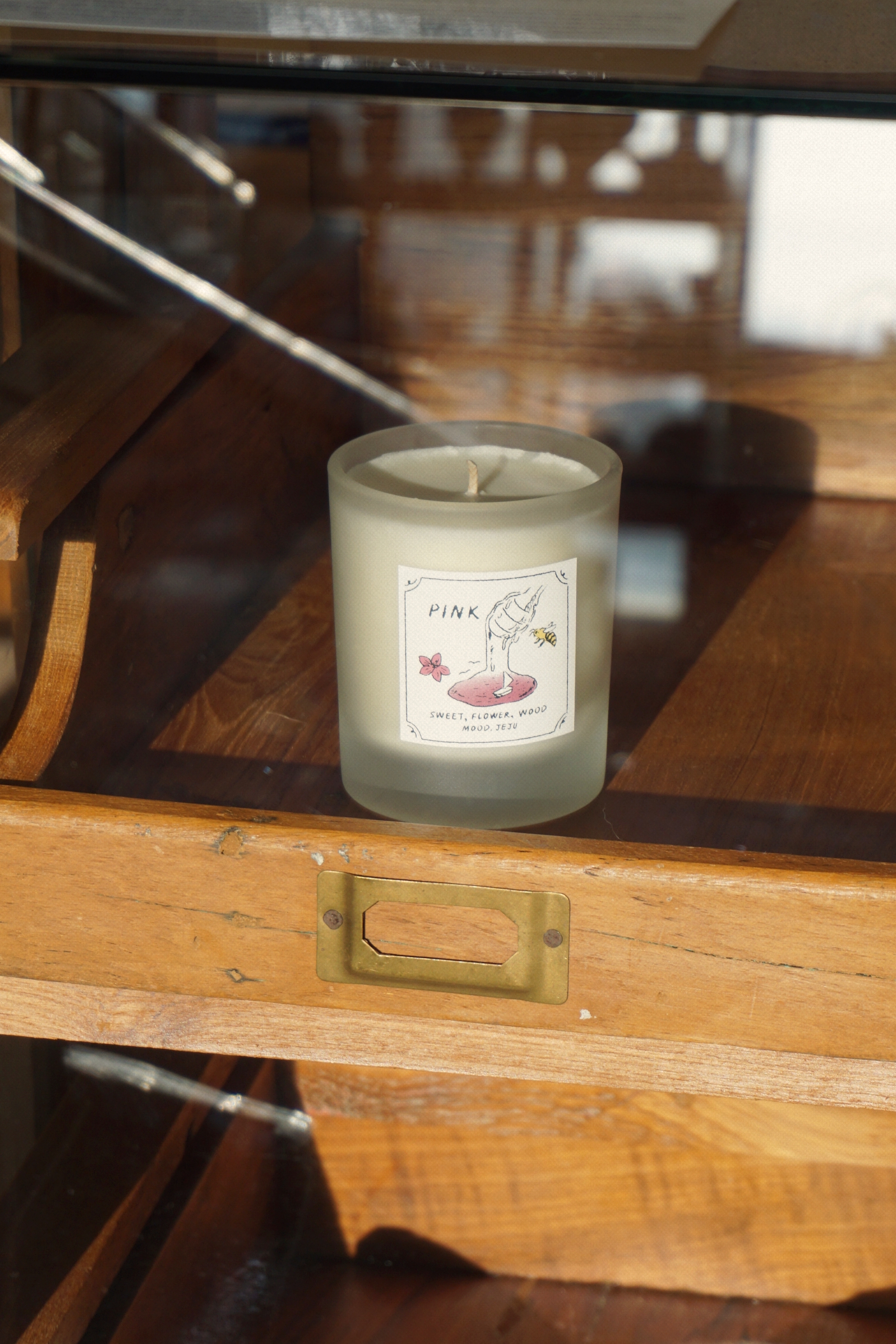 MOOD) GLASS CANDLE - PINK