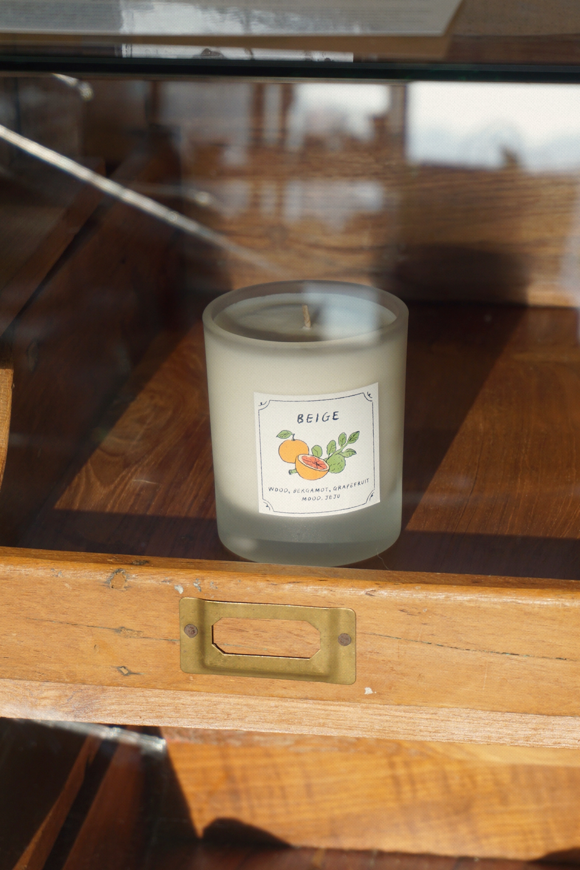MOOD) GLASS CANDLE - BEIGE