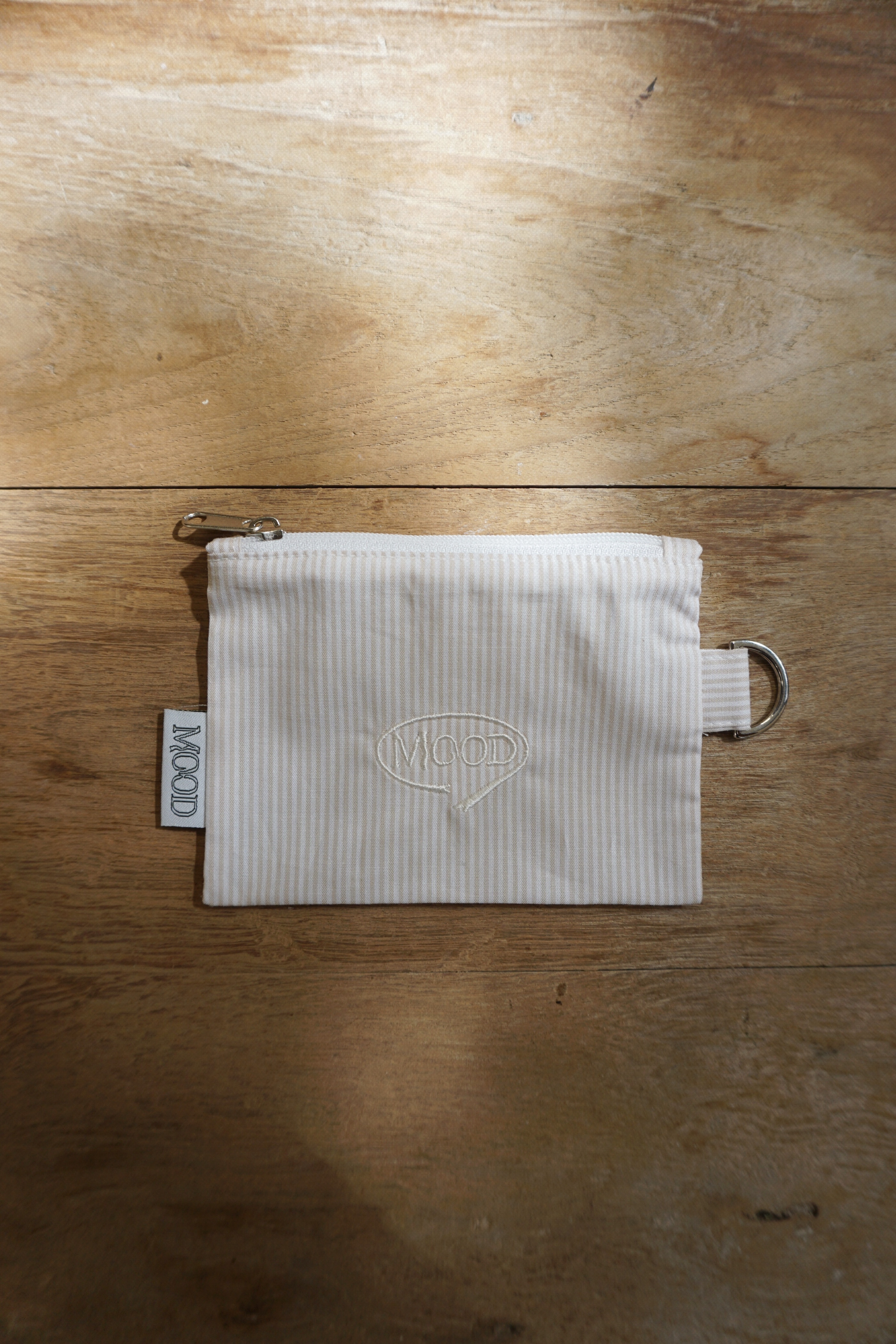 FABRIC CARD WALLET - BEIGE STRIPE