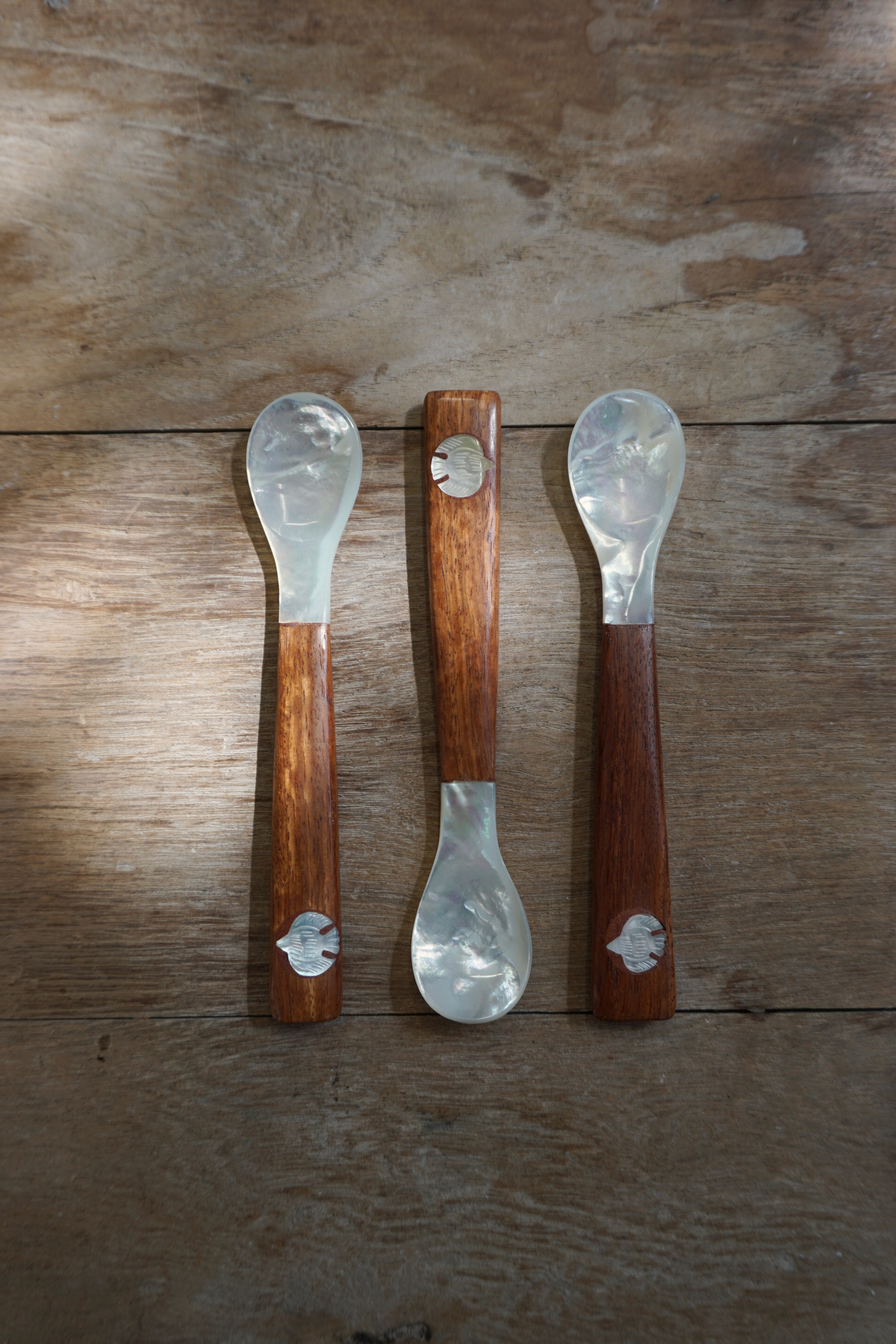 HANDMADE TROPICAL FISH SHELL WOOD SPOON