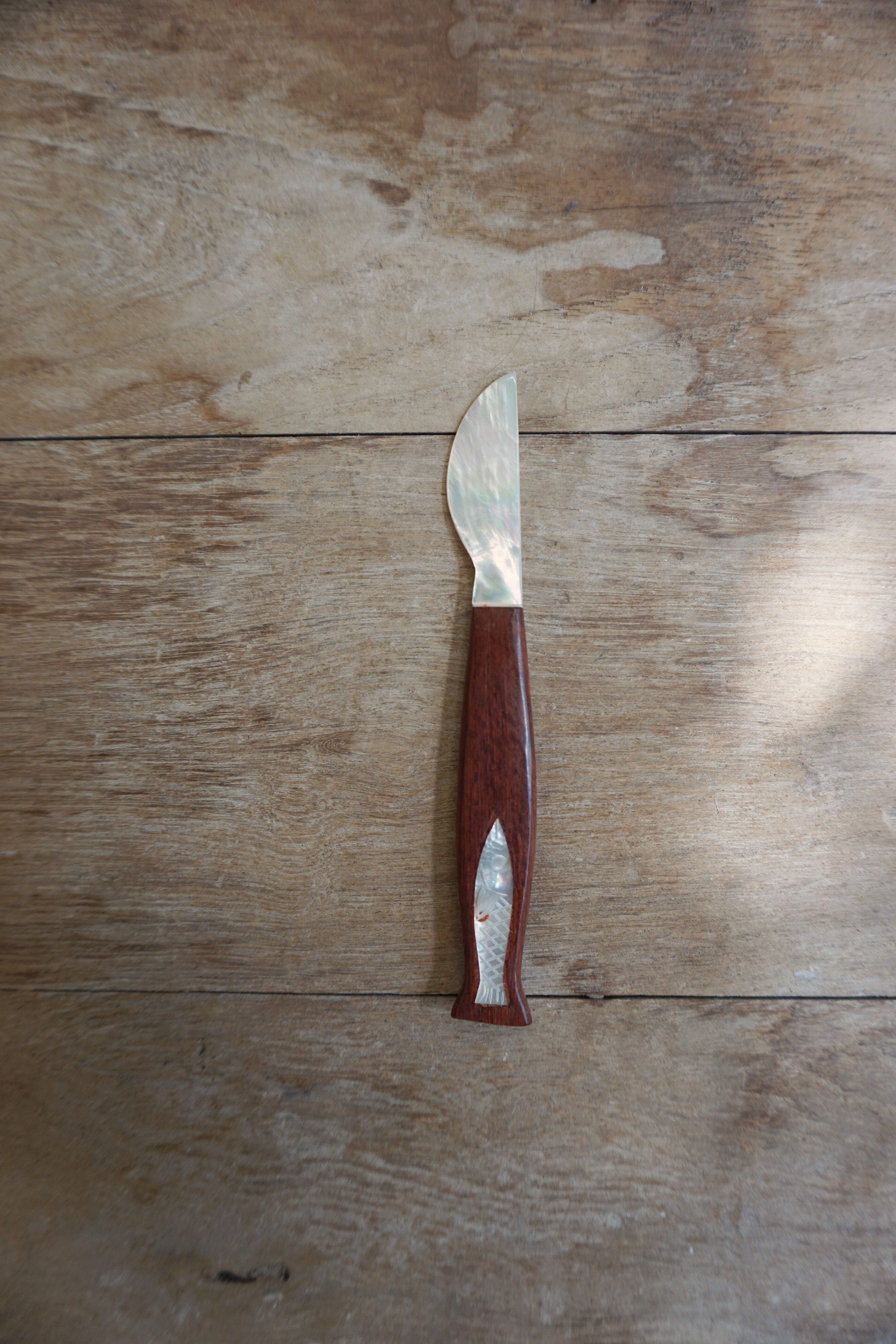 HANDMADE FISH SHELL WOOD BUTTER KNIFE