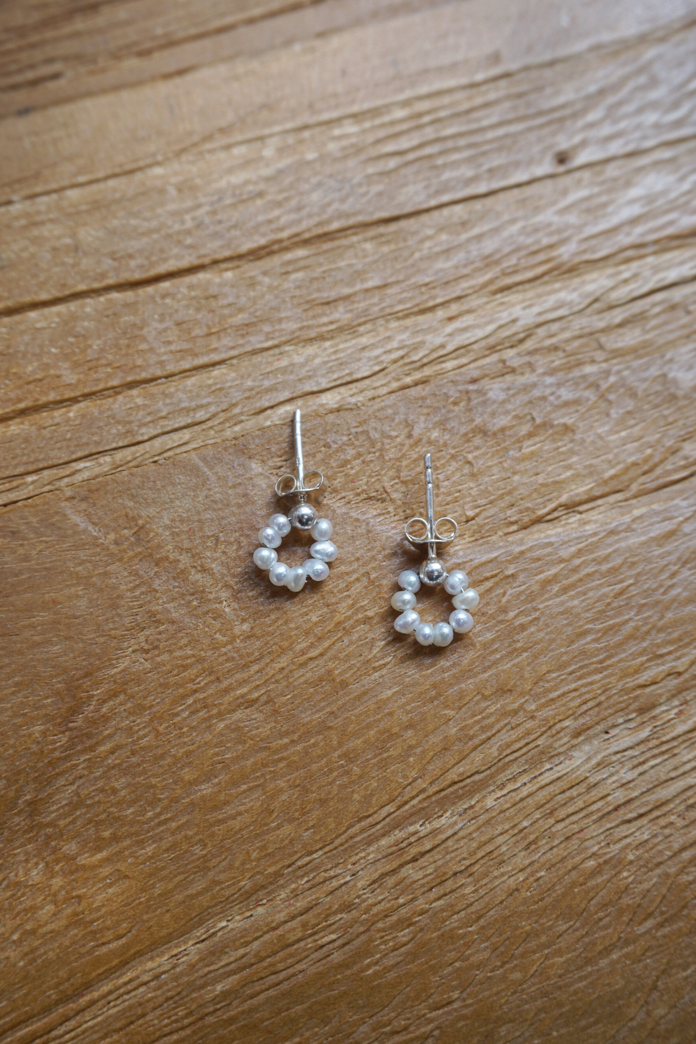 BEADED PEARL SILVER EARRINGS