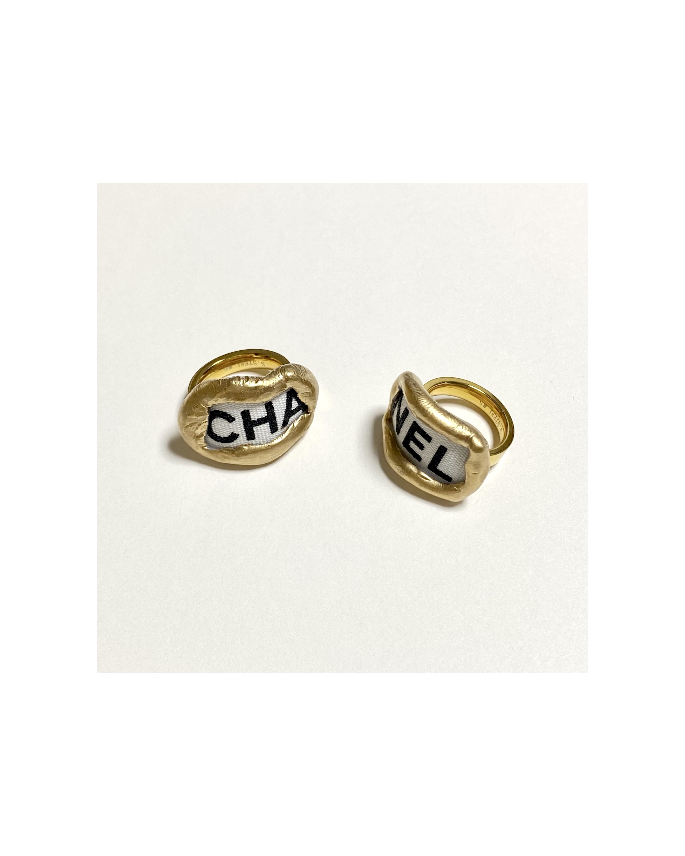 CHANEL ribbon CHA, NEL ring SET no.2