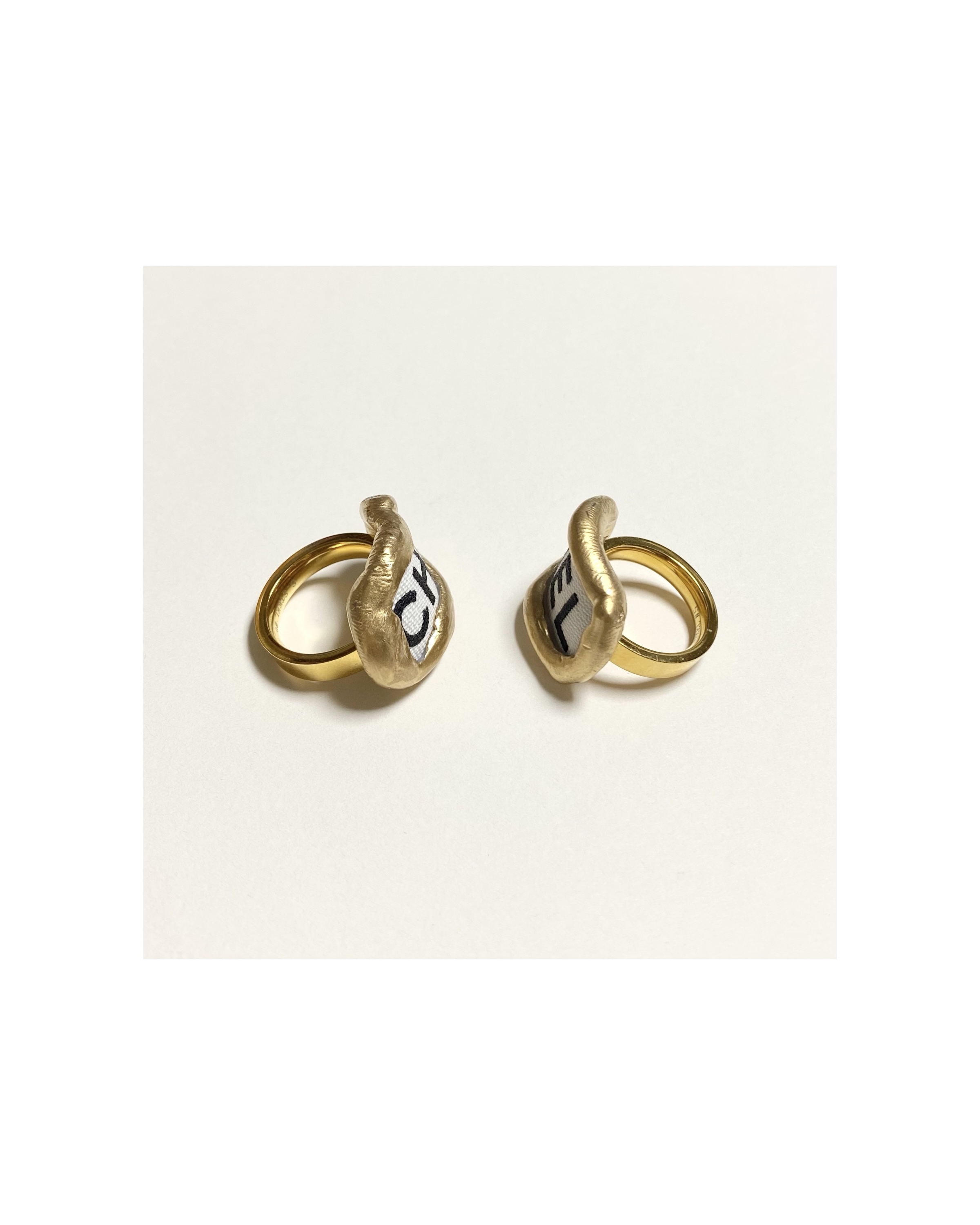 CHANEL ribbon CHA, NEL ring SET no.2