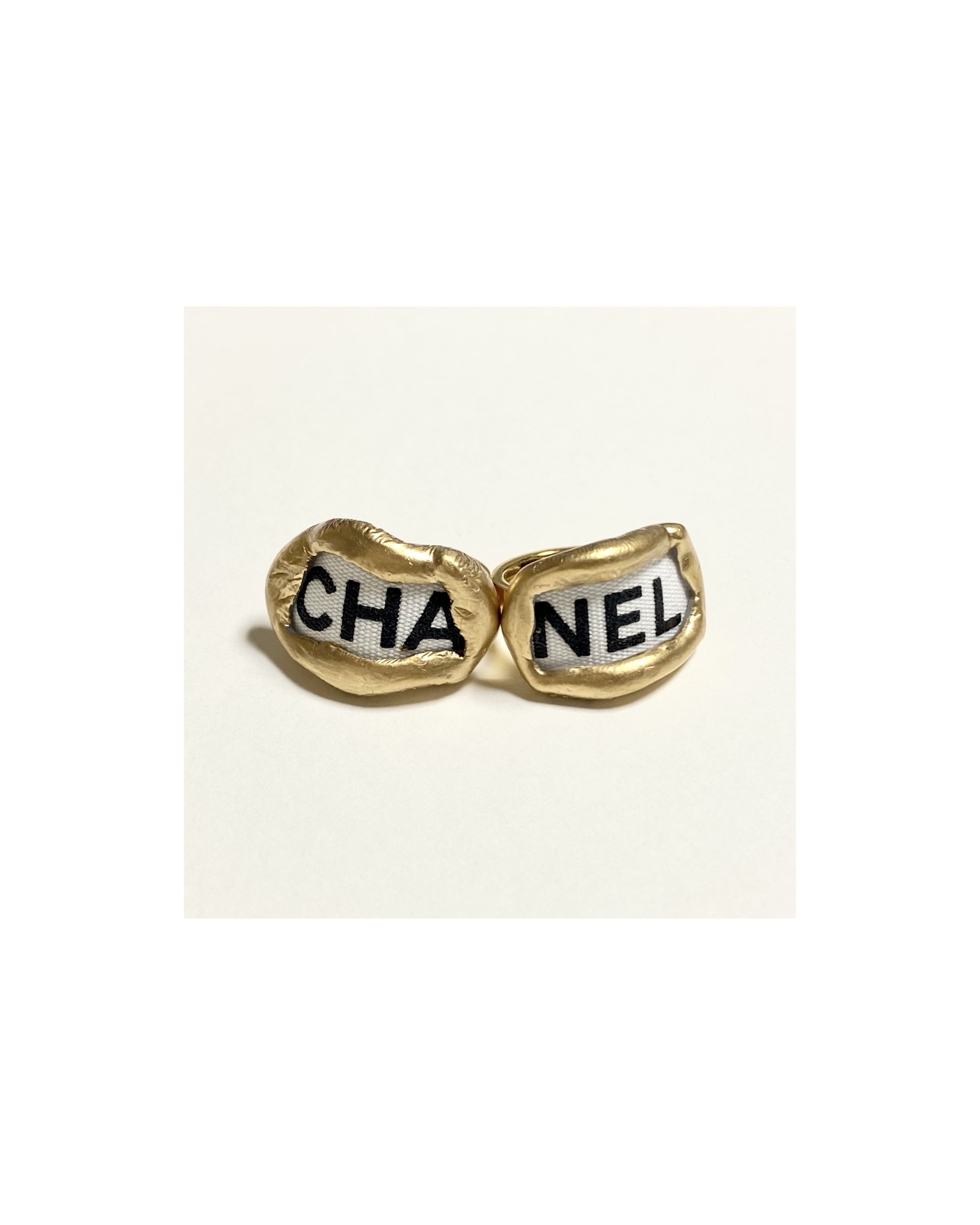 CHANEL ribbon CHA, NEL ring SET no.2