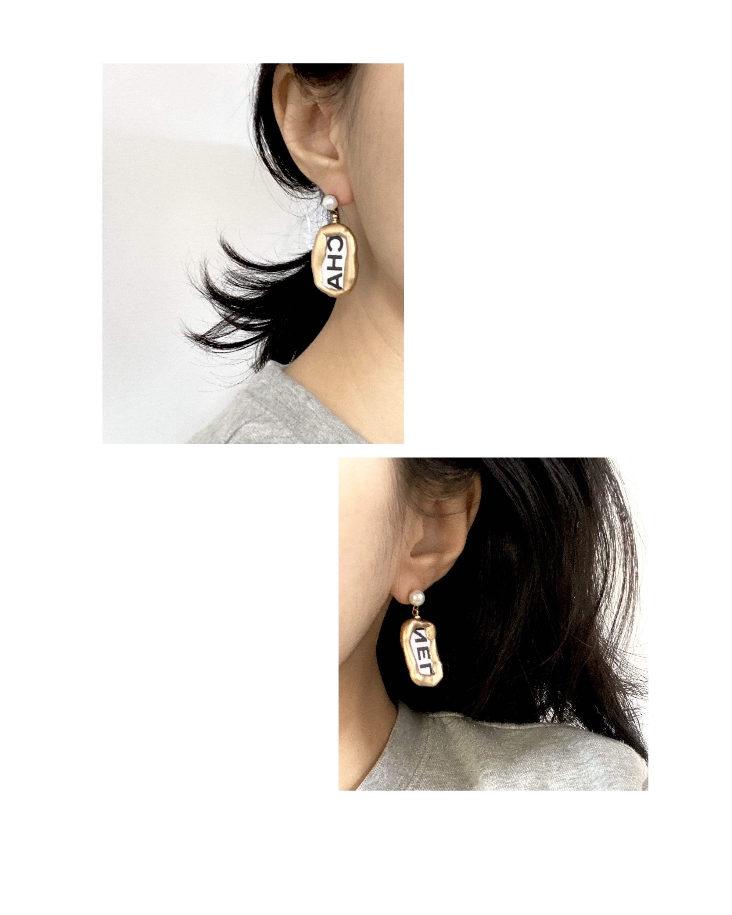 CHANEL ribbon CHA, NEL earring no.3
