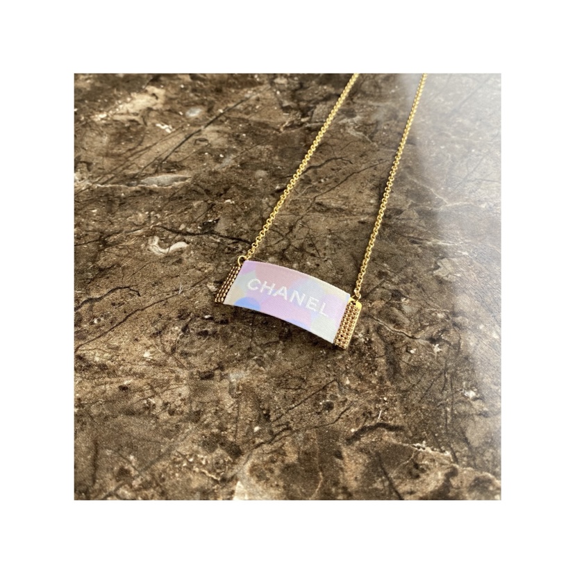 CHANEL pastel ribbon necklace no.4