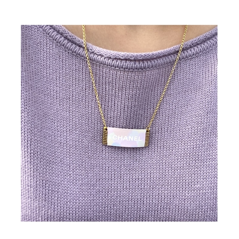 CHANEL pastel ribbon necklace no.4