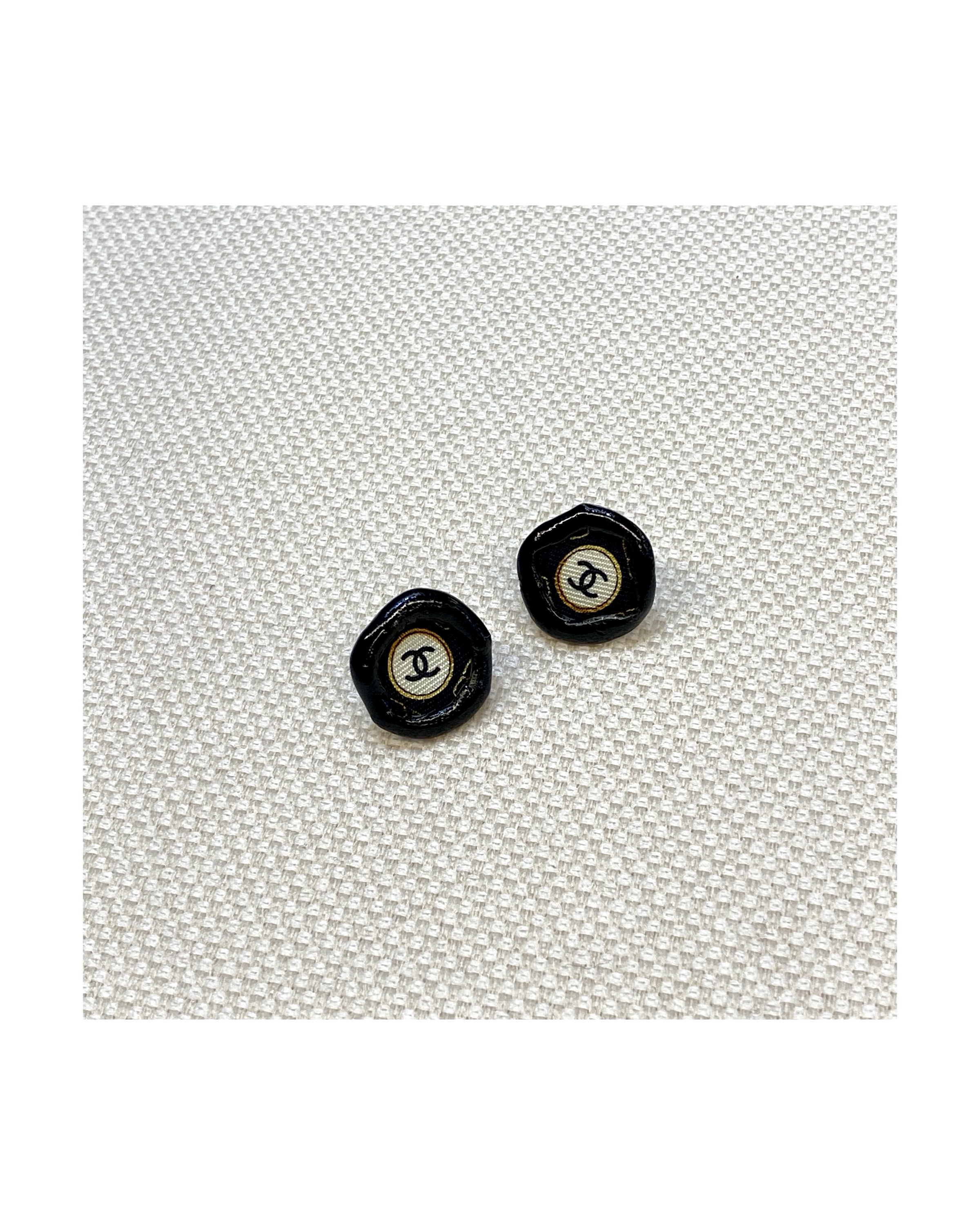 CHANEL black silk CC earring no.9