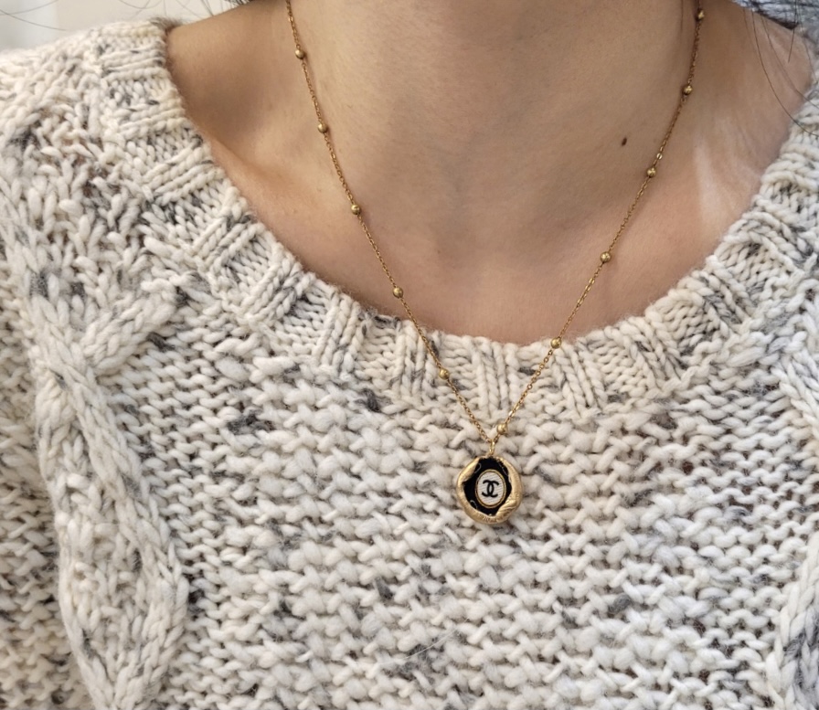 CHANEL gold silk CC necklace no.11