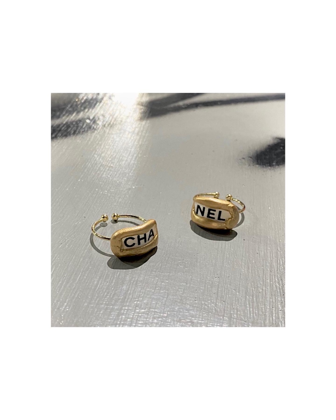 CHANEL ribbon CHA, NEL Initial ring SET no.9