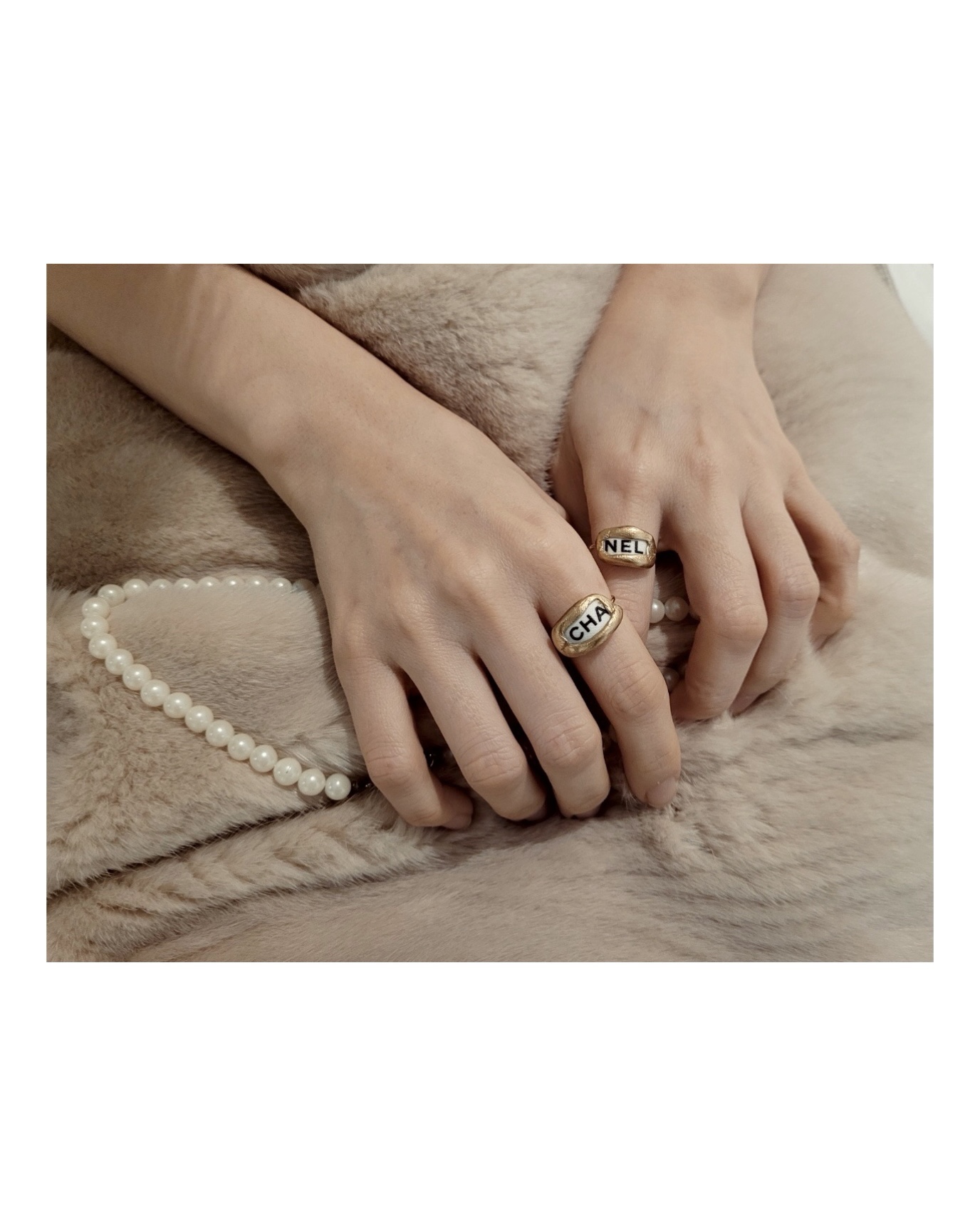 CHANEL ribbon CHA, NEL Initial ring SET no.9
