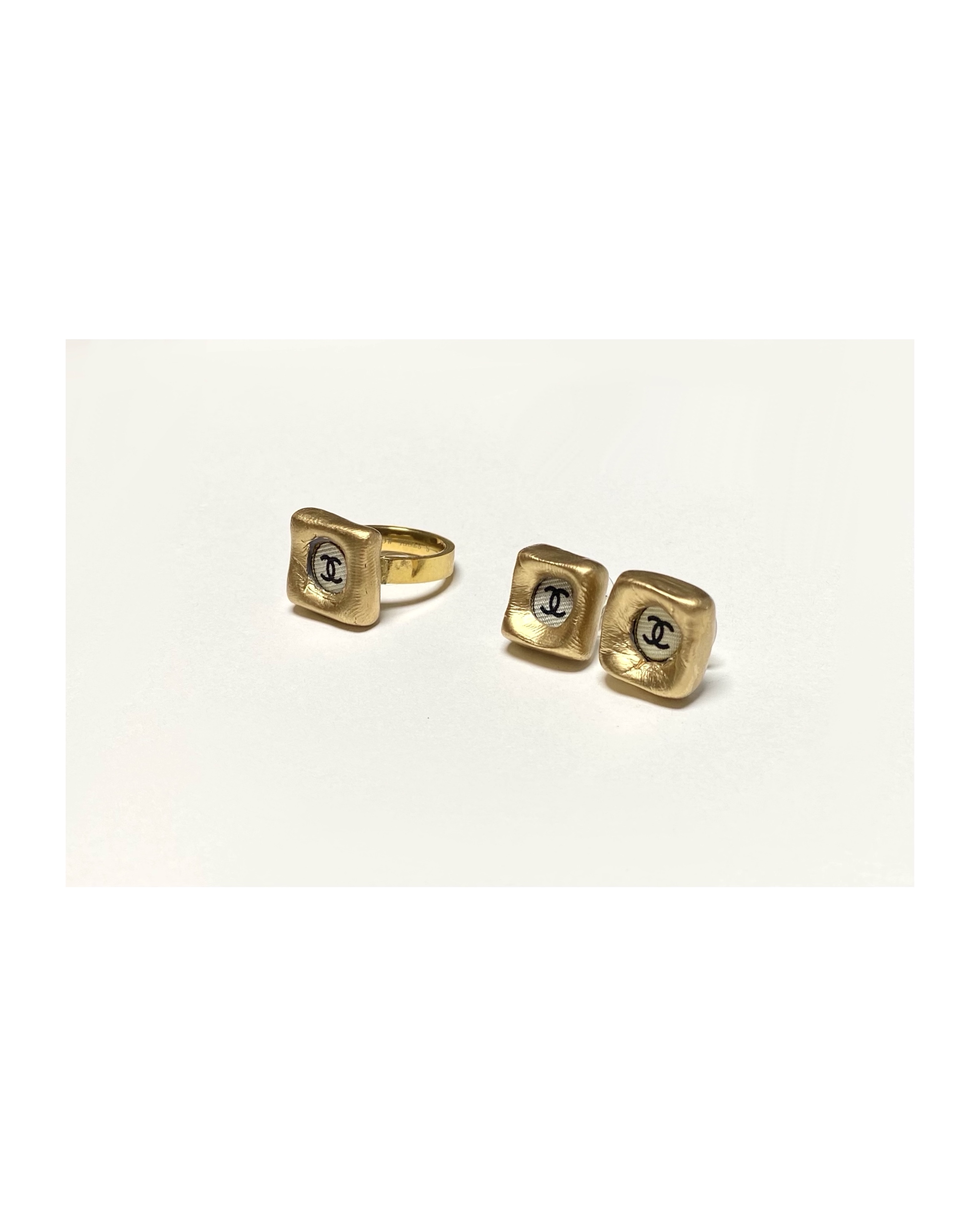 CHANEL gold square CC ring no.14