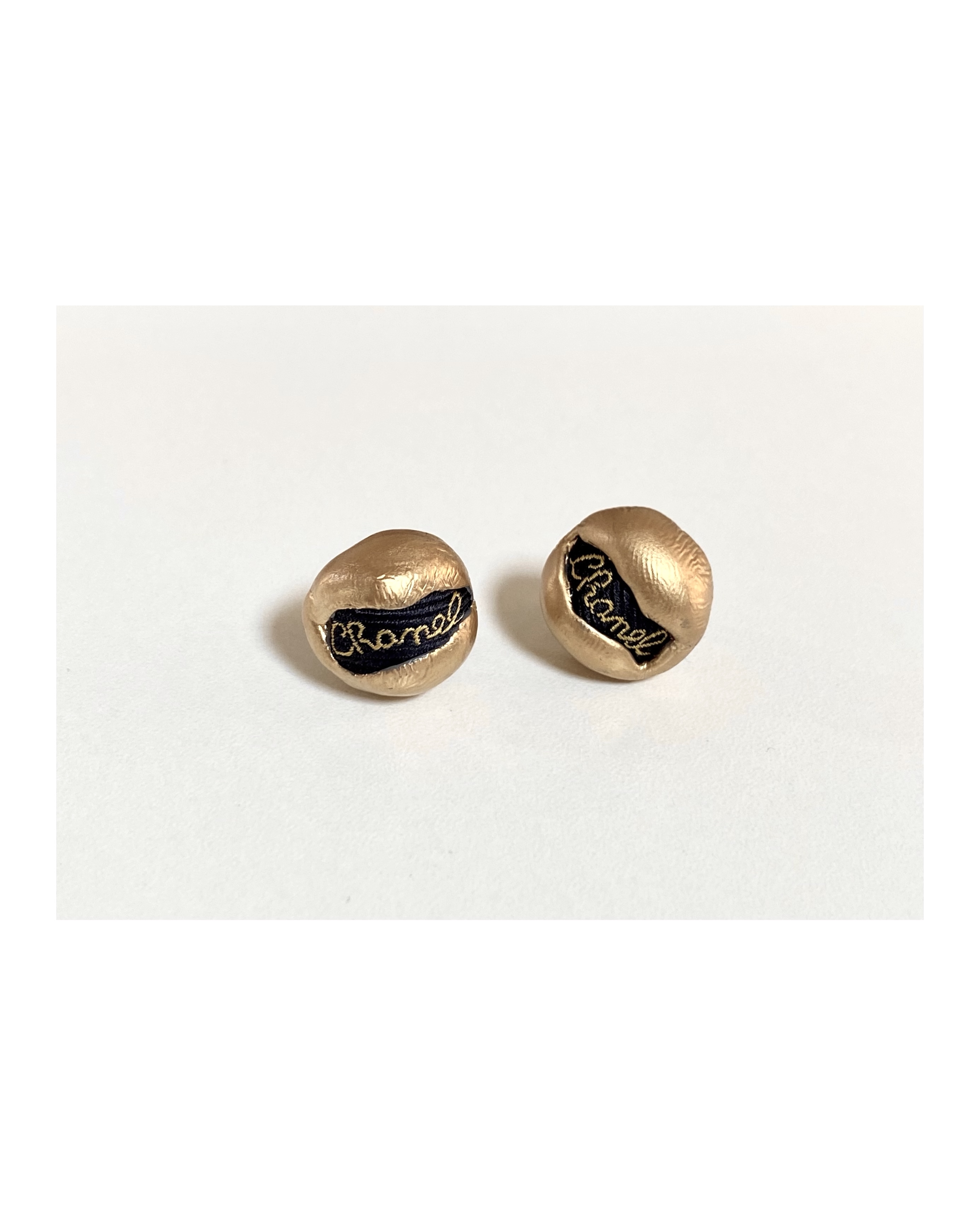 CHANEL navy silk Initial clip on earring no.20