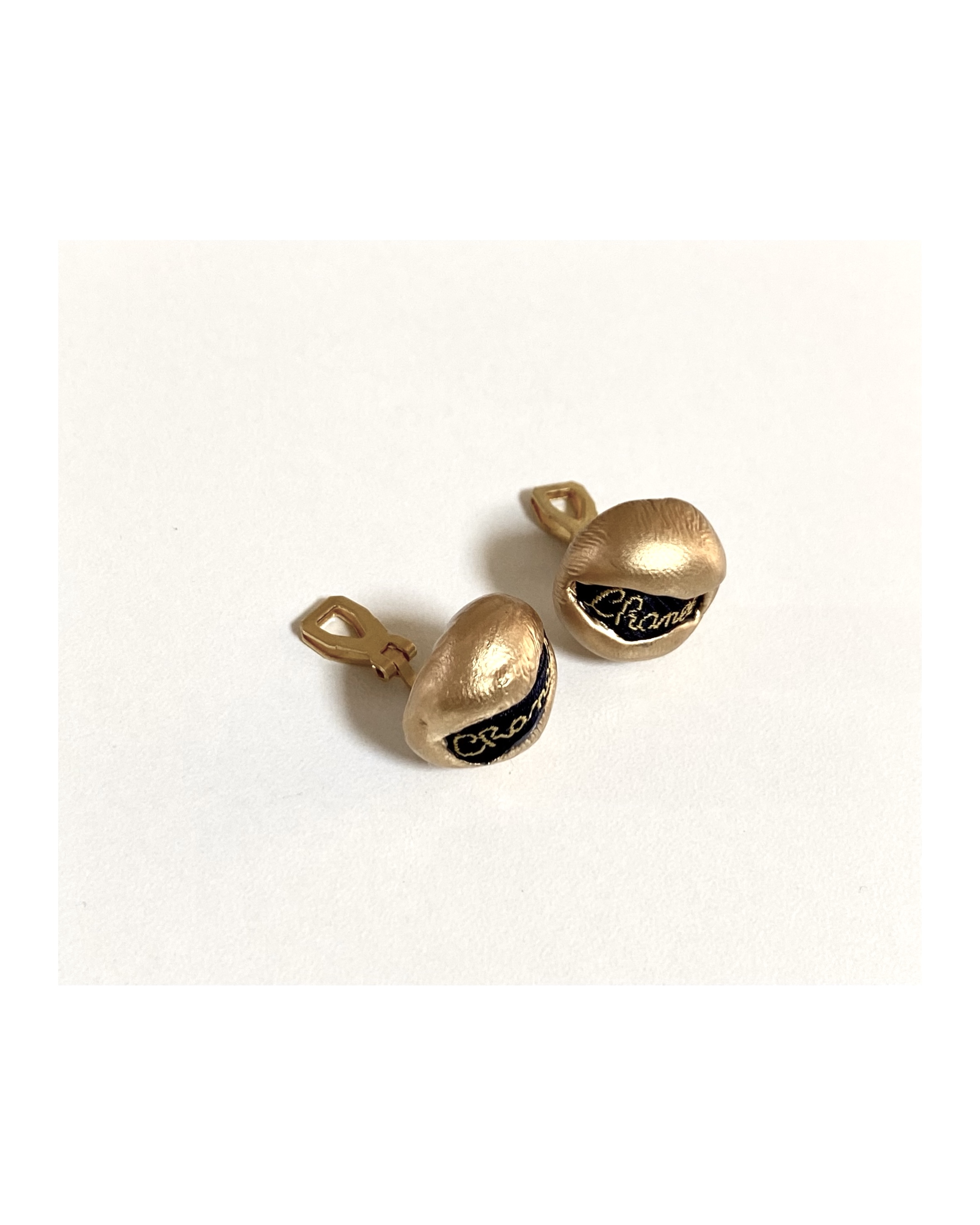 CHANEL navy silk Initial clip on earring no.20