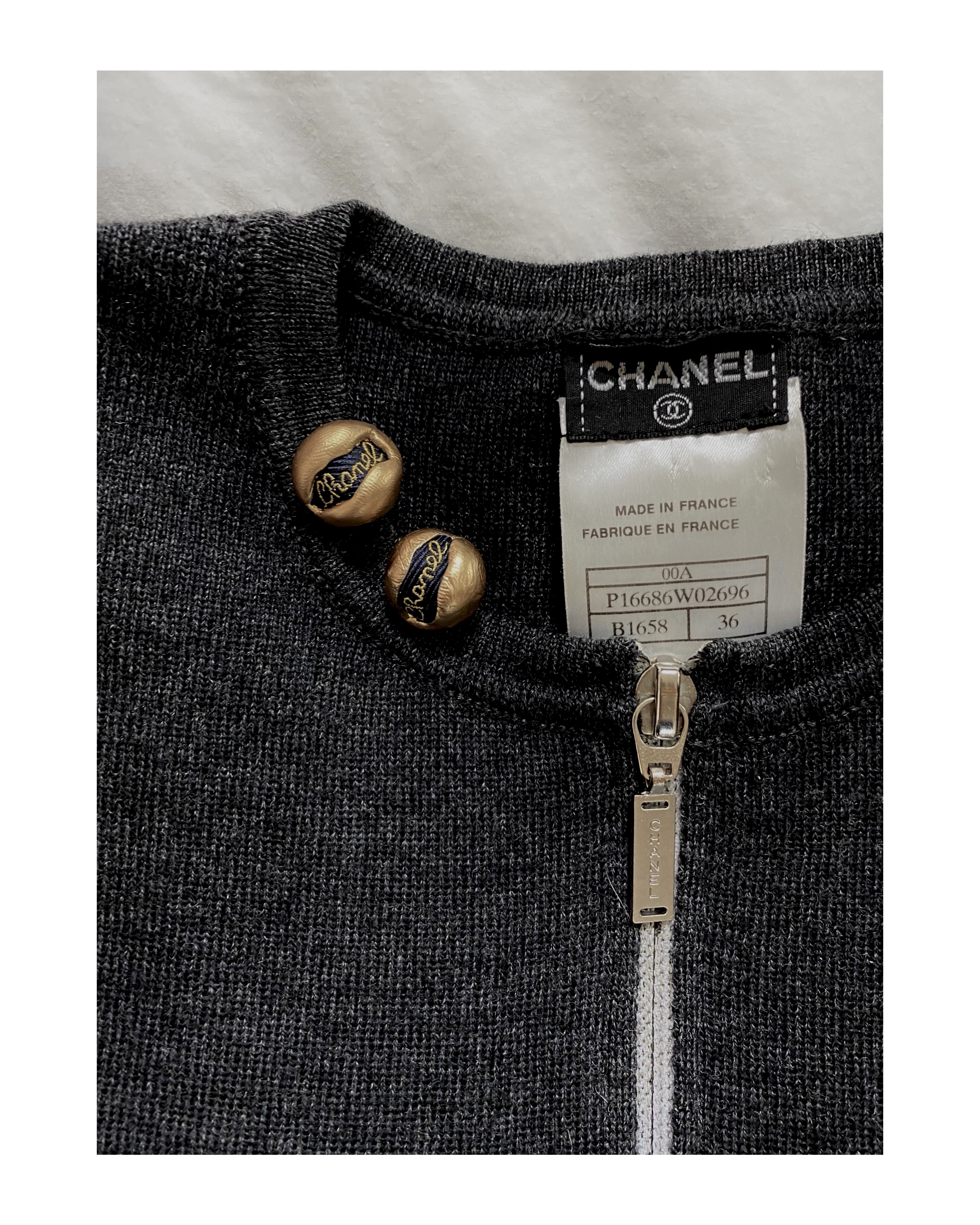 CHANEL navy silk Initial clip on earring no.20