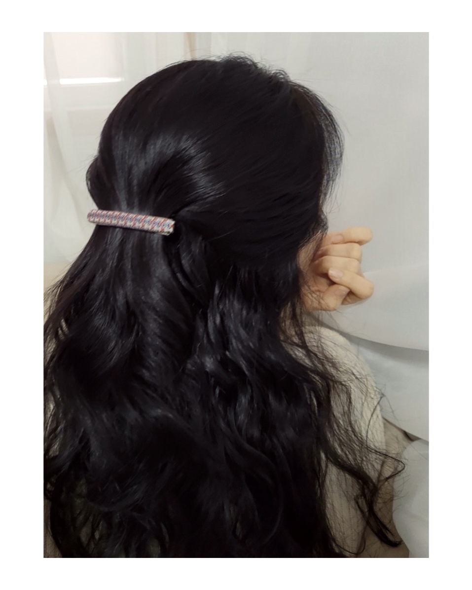 HERMES red&blue H hair clip no.7