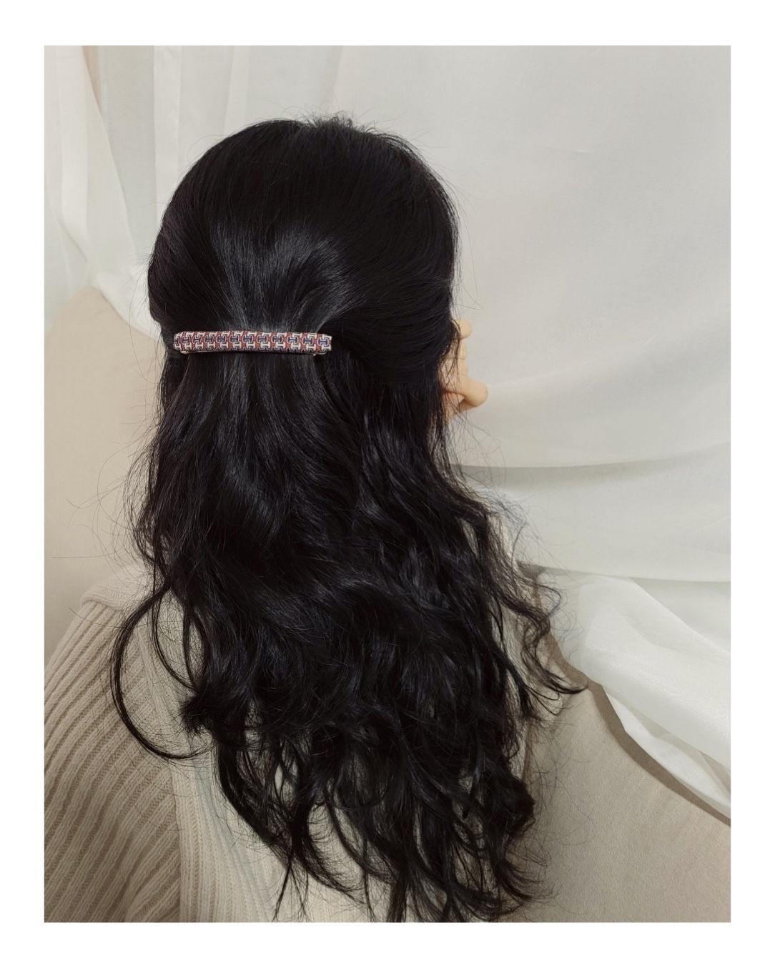 HERMES red&blue H hair clip no.7