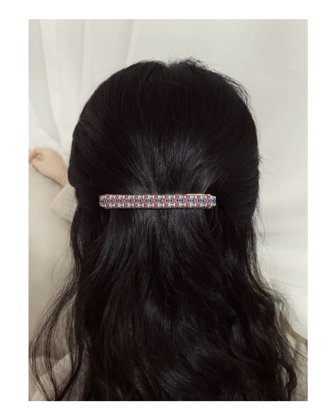 HERMES red&blue H hair clip no.7