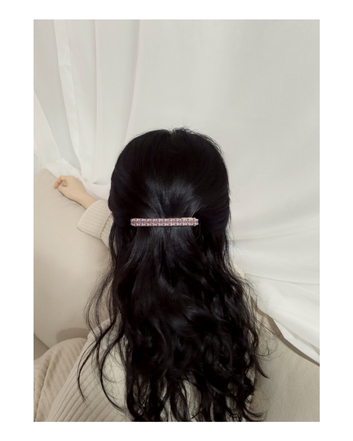 HERMES red&blue H hair clip no.7