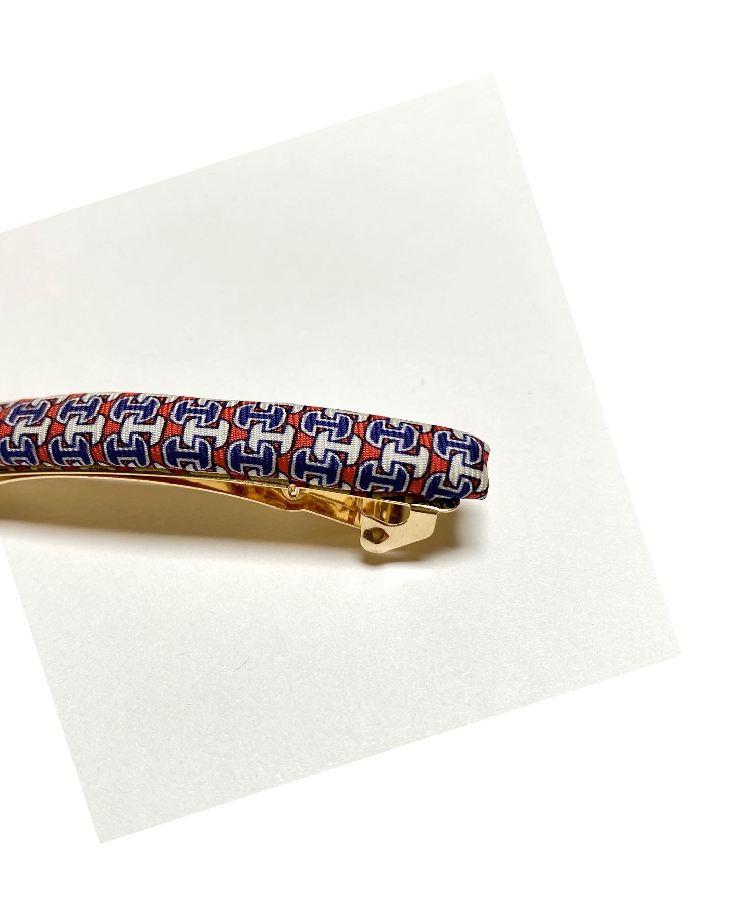 HERMES red&blue H hair clip no.7