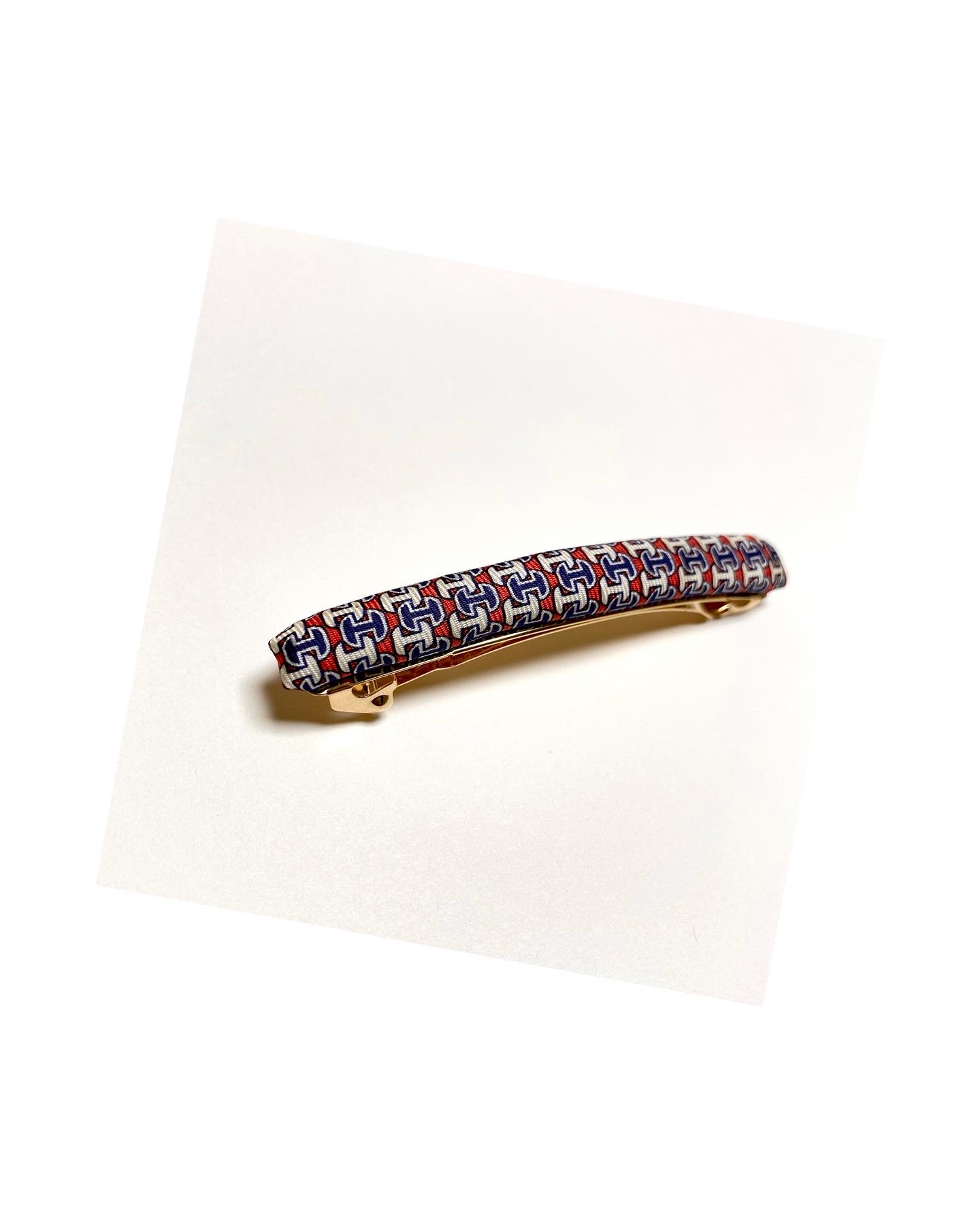 HERMES red&blue H hair clip no.7