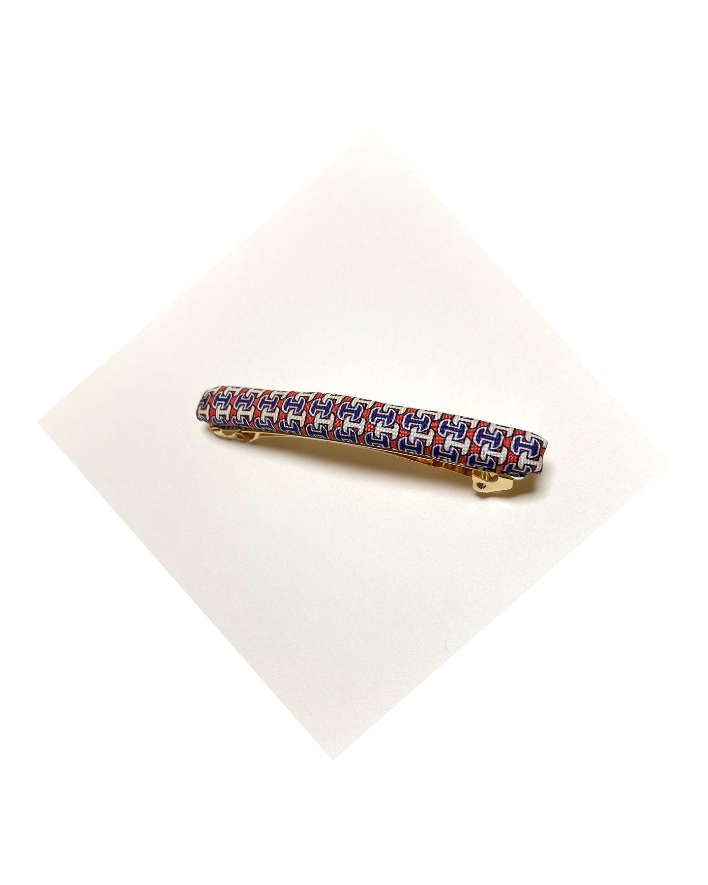 HERMES red&blue H hair clip no.7