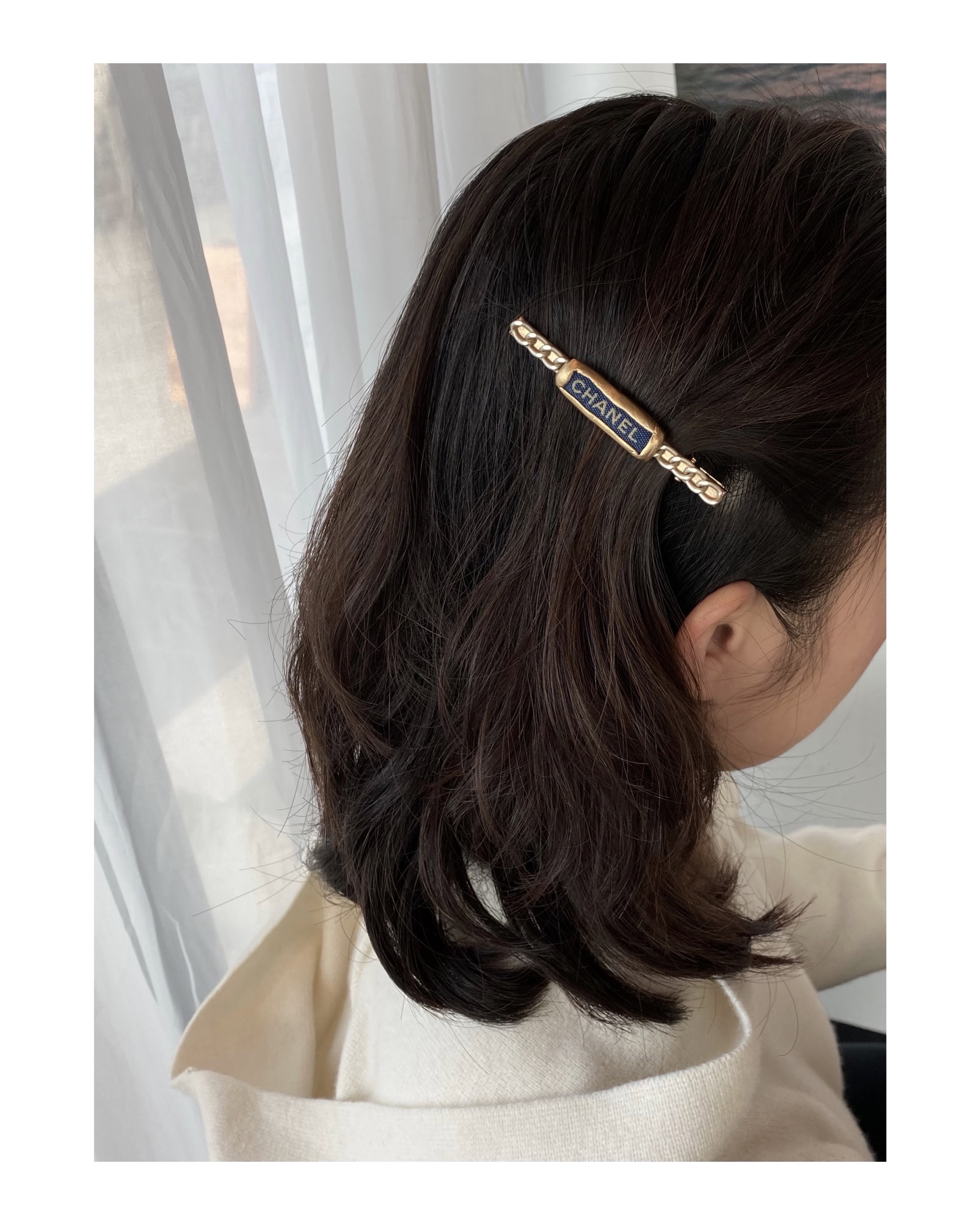 CHANEL denim Initial hairpin no.16