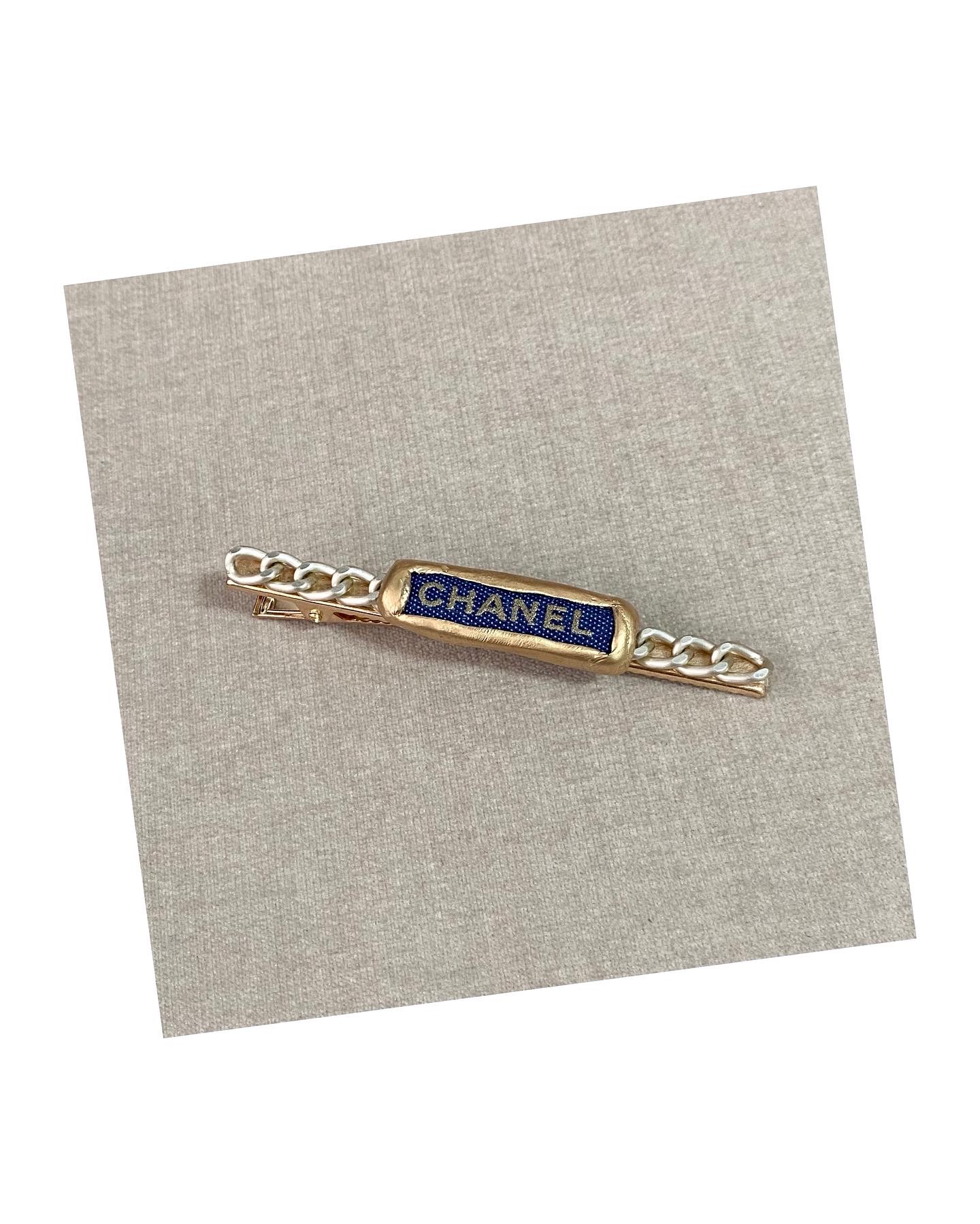 CHANEL denim Initial hairpin no.16