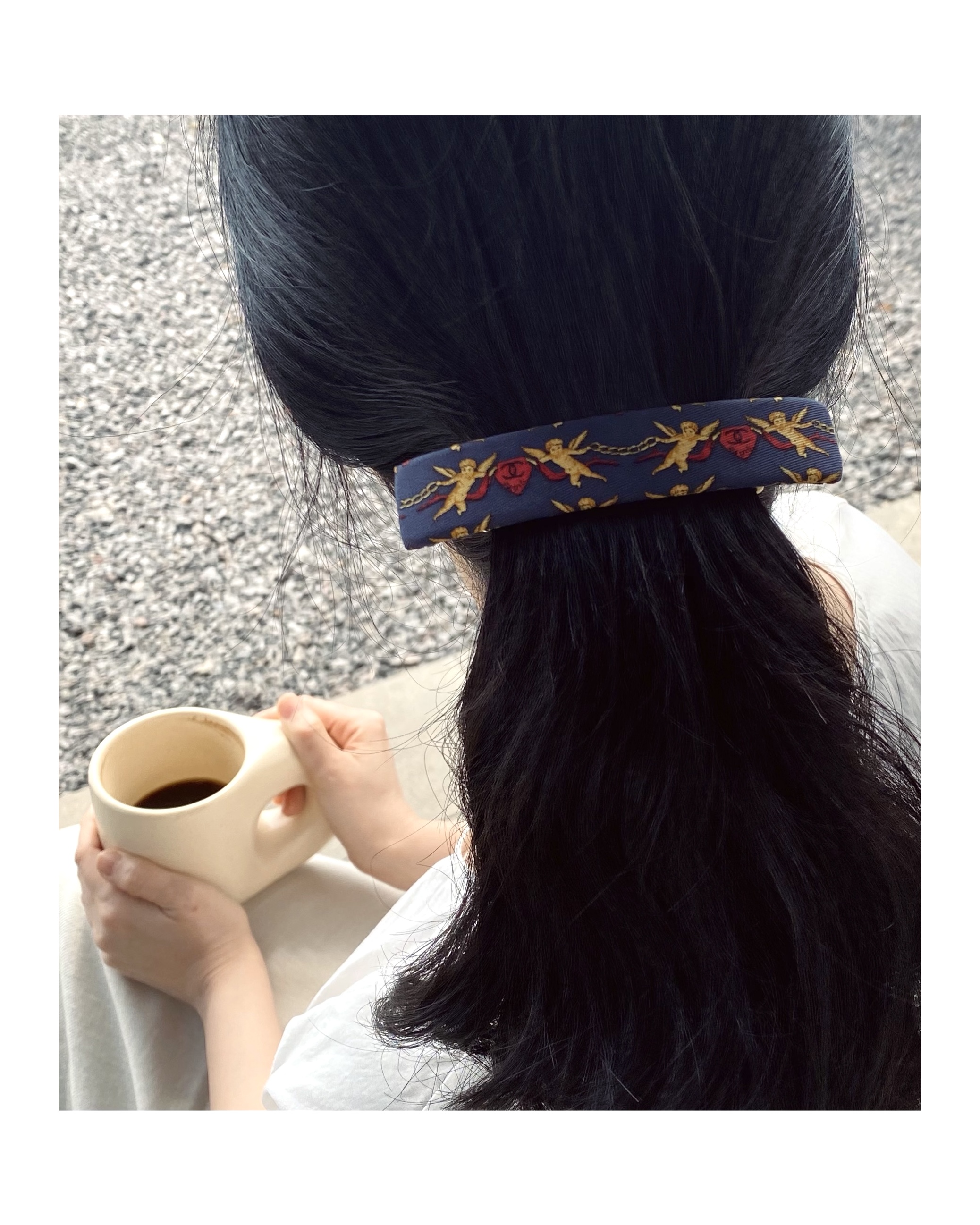 CHANEL angel CC silk hairclip no.20