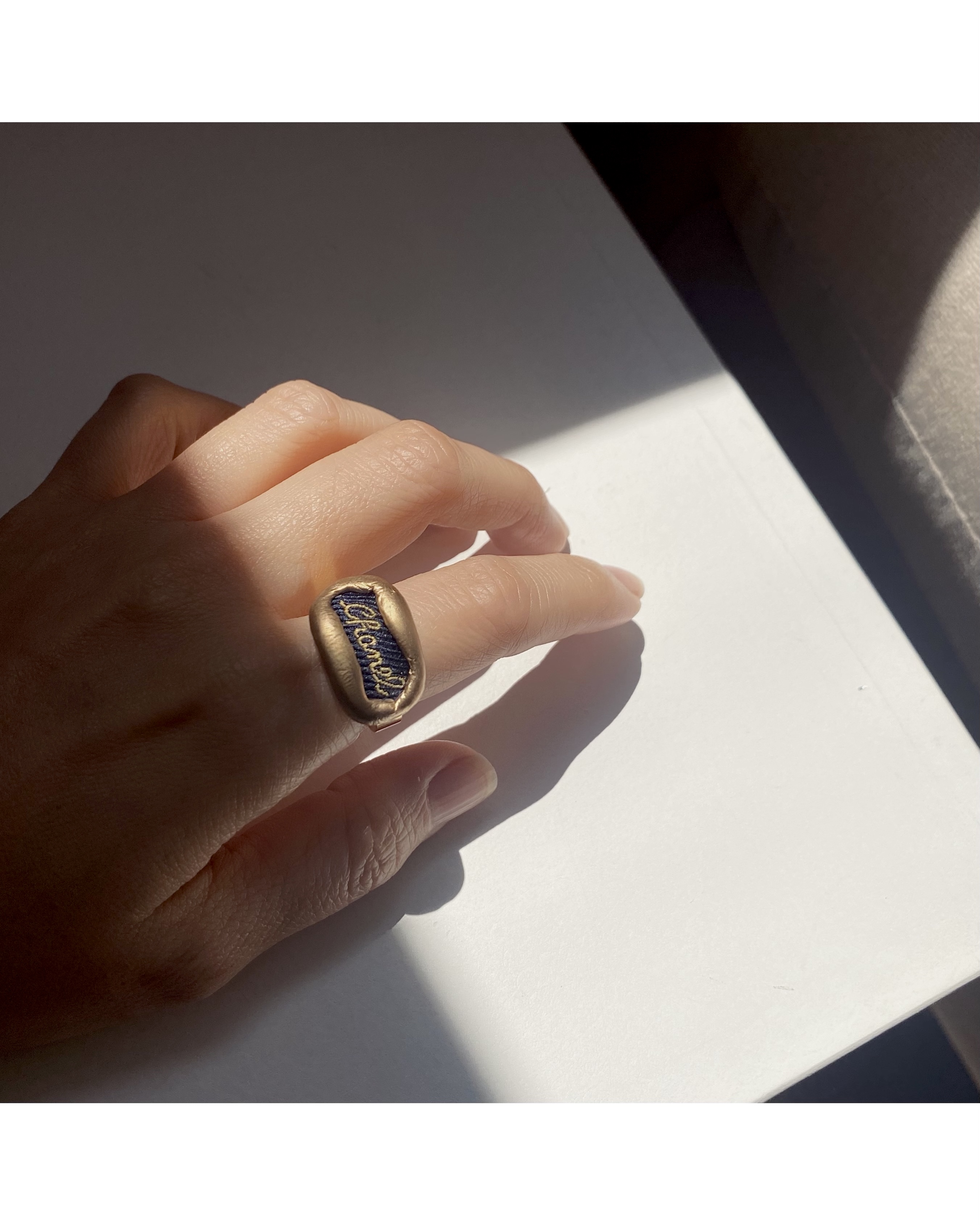 CHANEL navy Initial ring II no.26