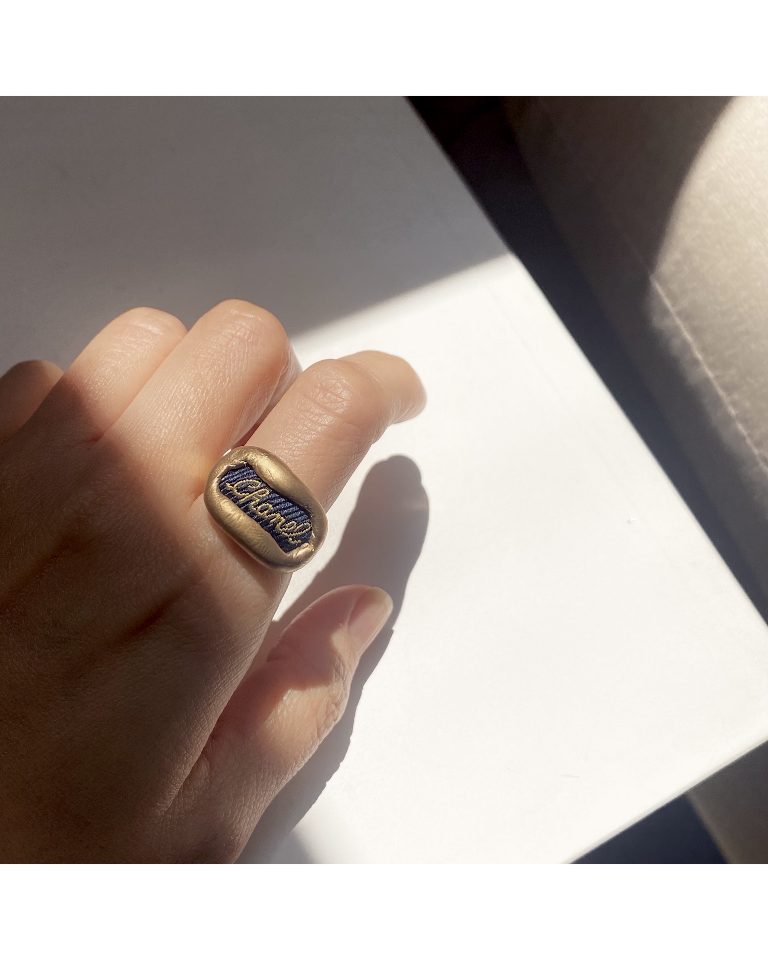 CHANEL navy Initial ring II no.26
