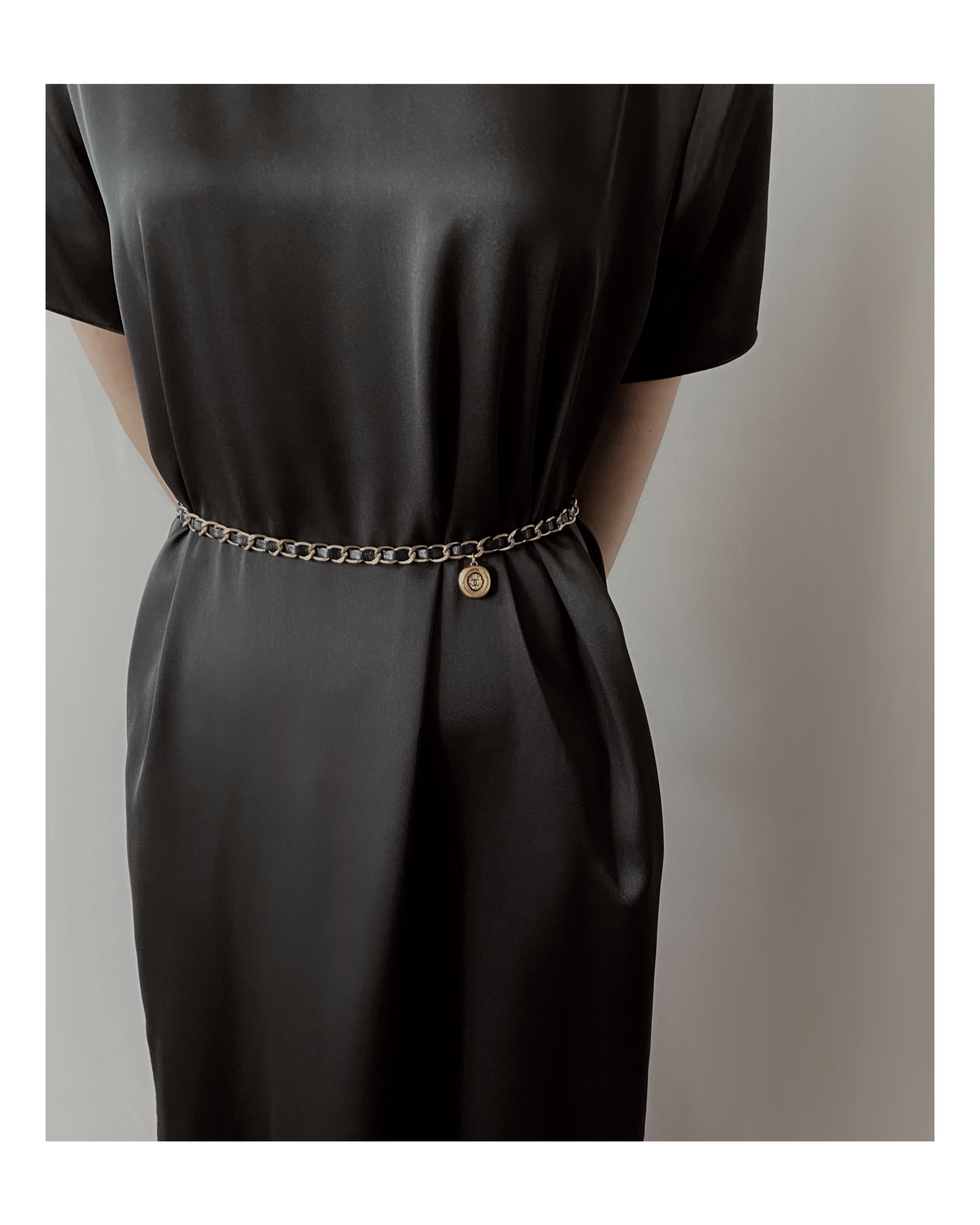 Leather chain silk CC charm strap no.28