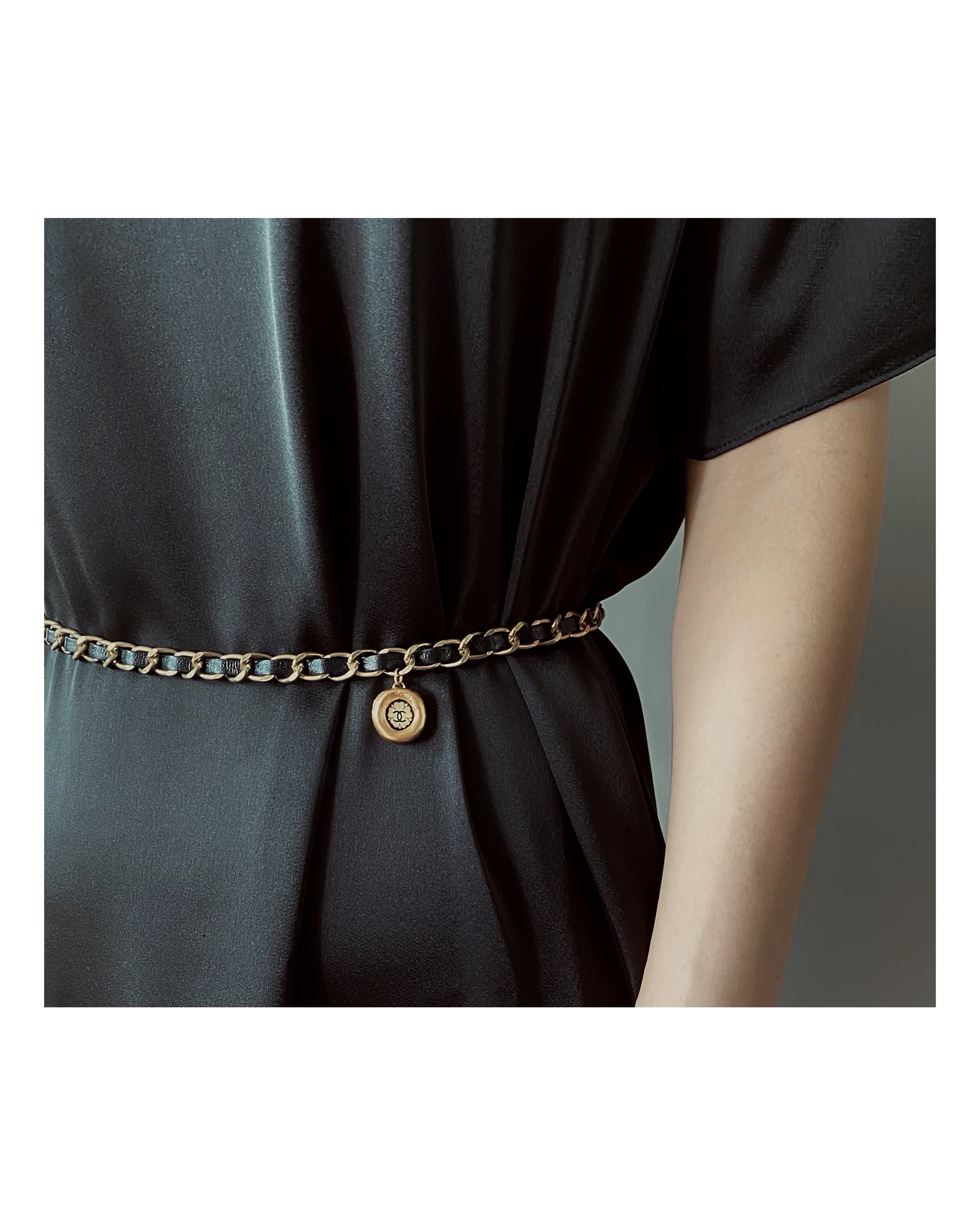 Leather chain silk CC charm strap no.28