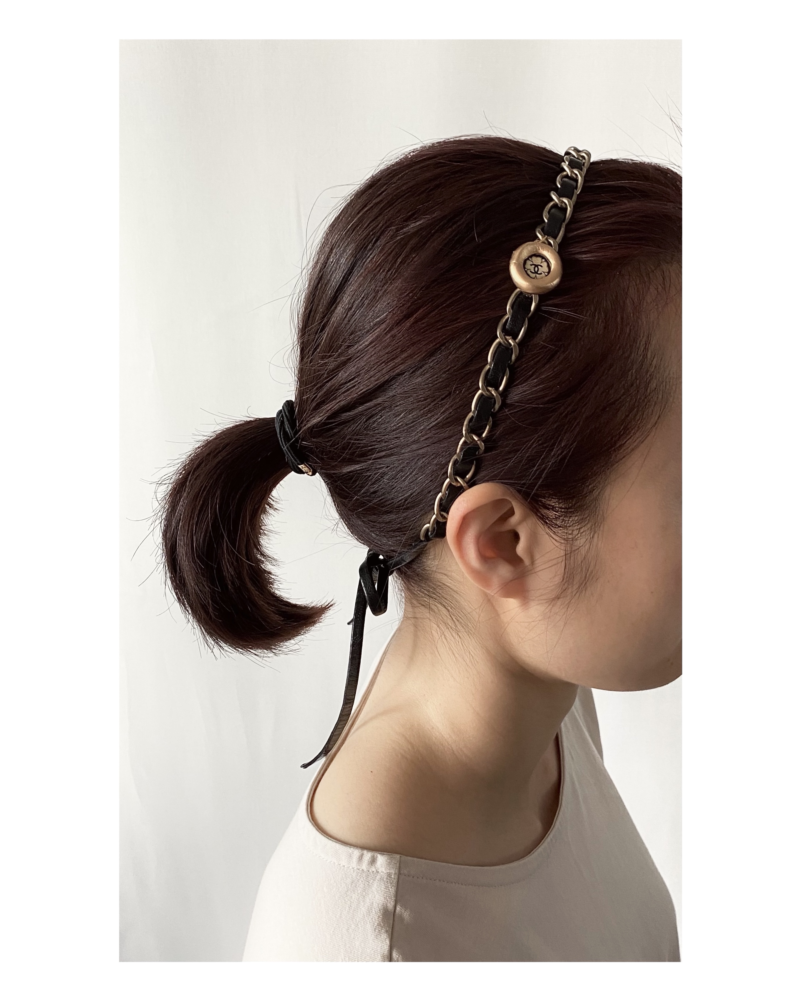 Leather chain silk CC charm strap no.28