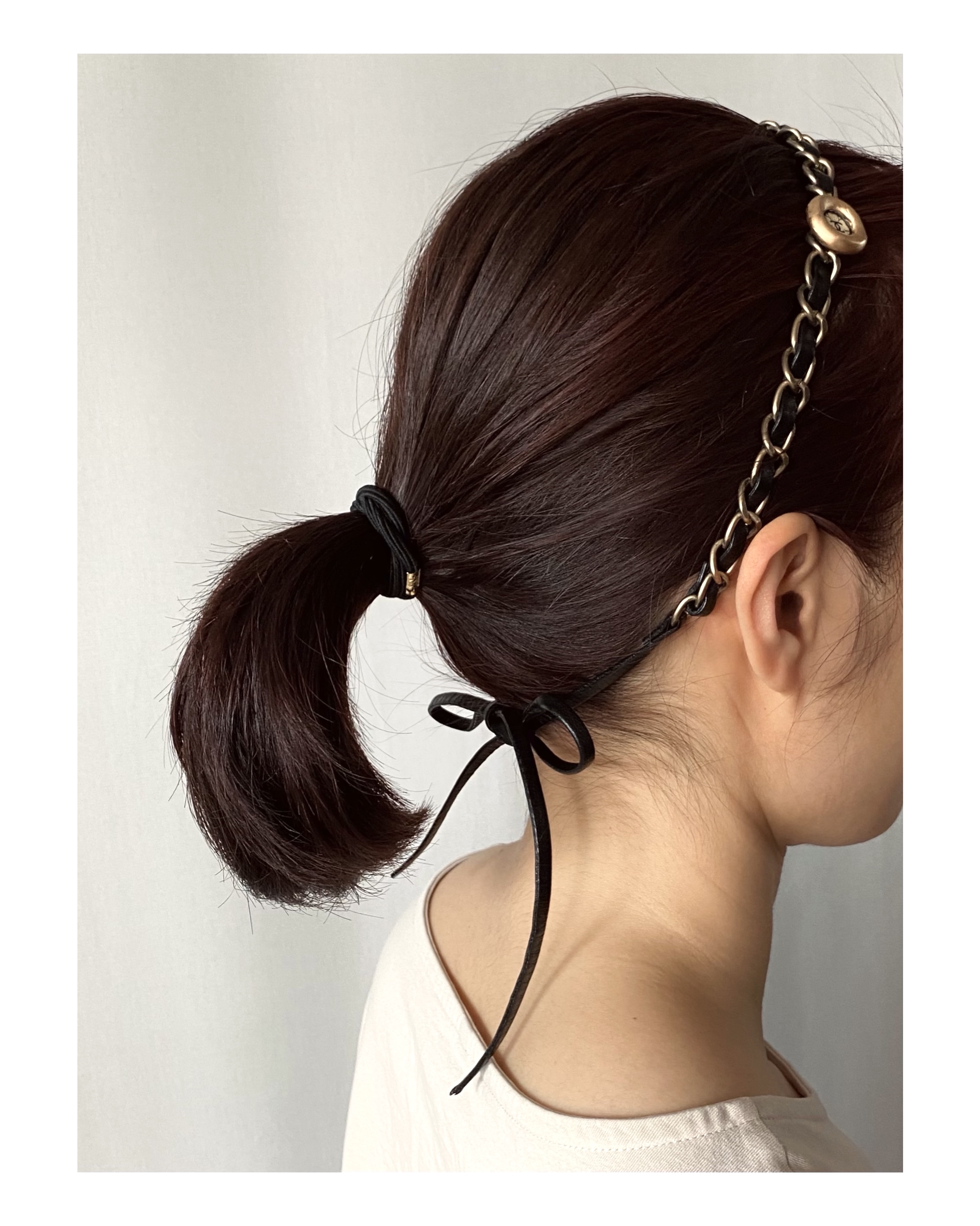 Leather chain silk CC charm strap no.28