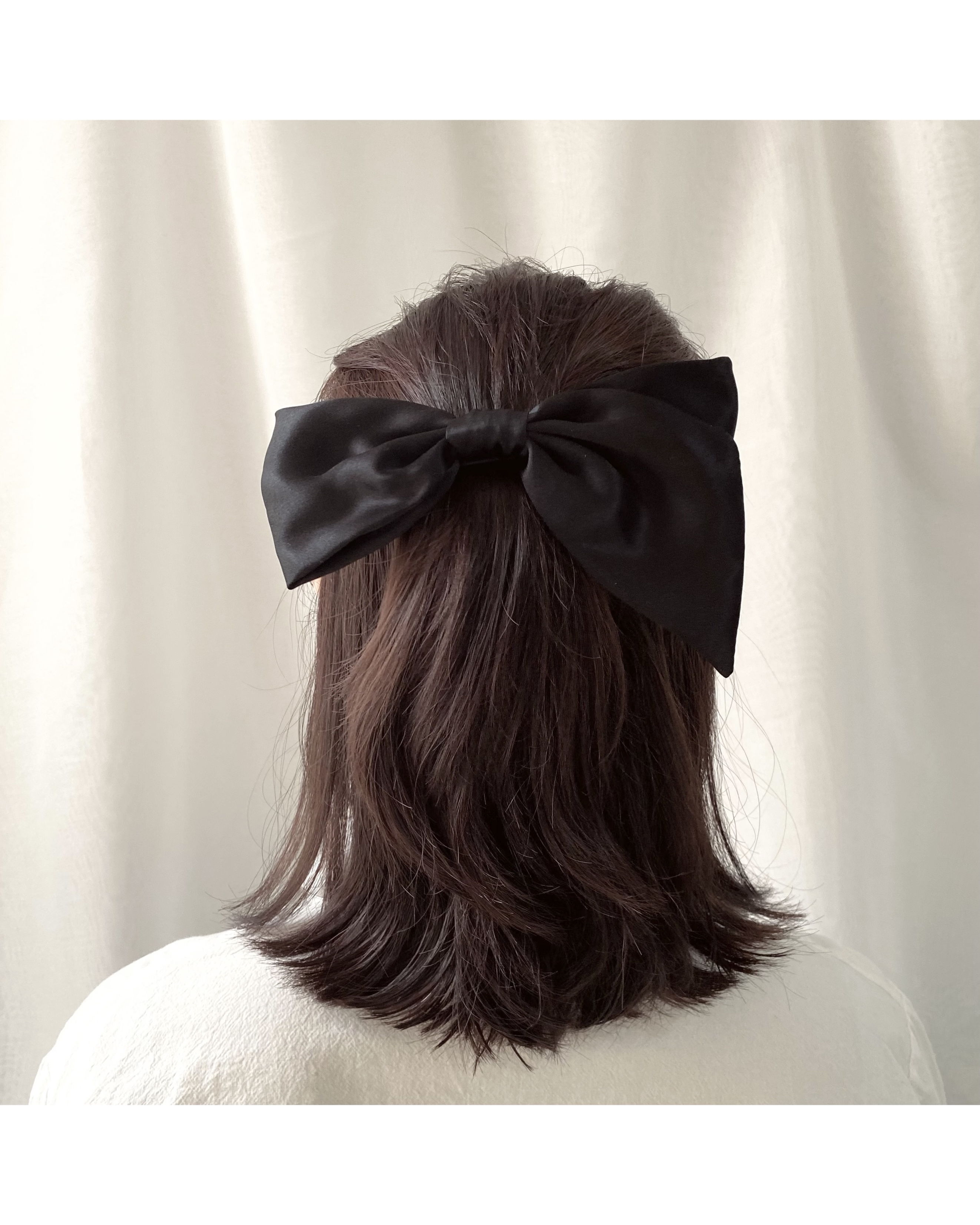 100% silk black ribbon hair clip no.28