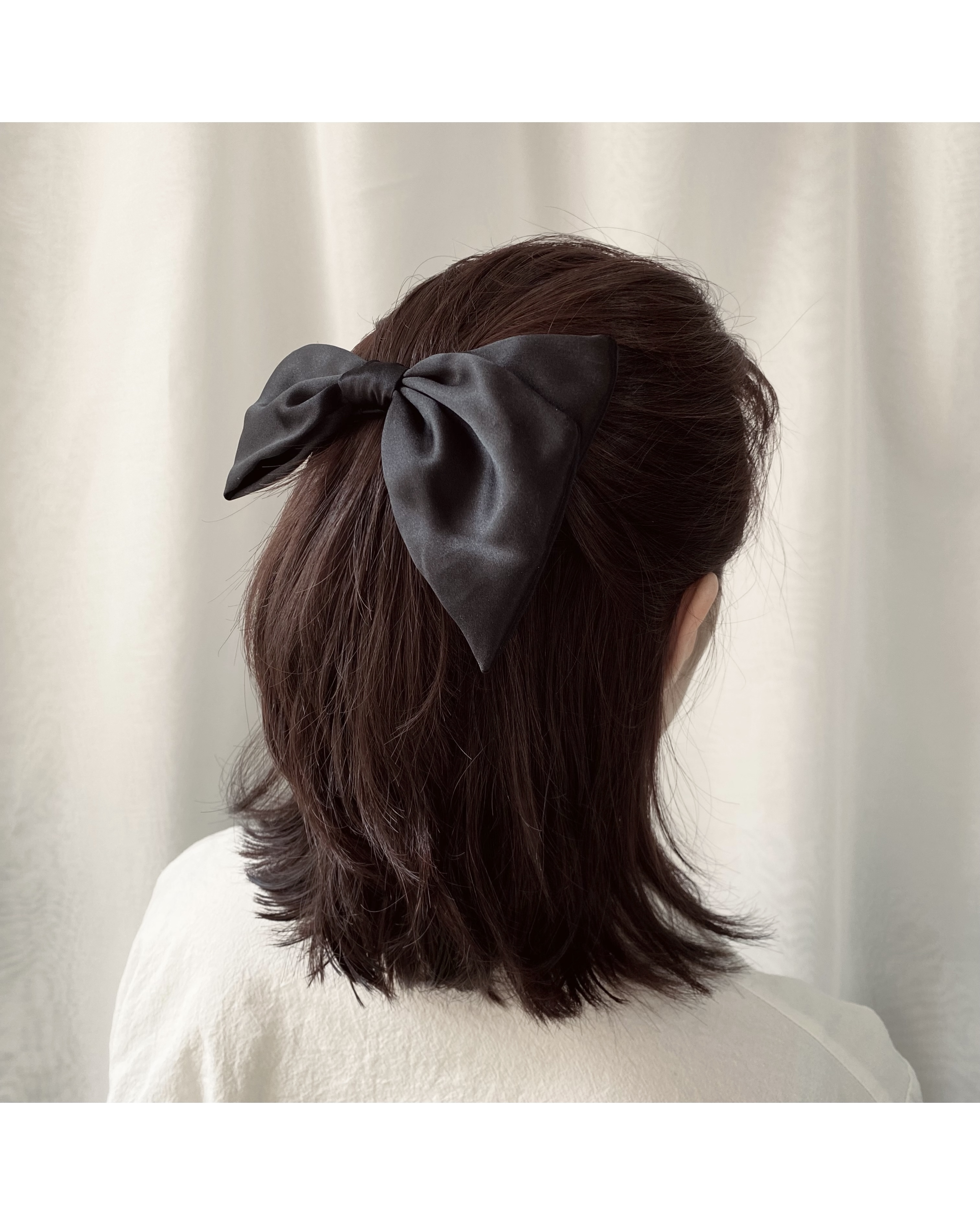 100% silk black ribbon hair clip no.28